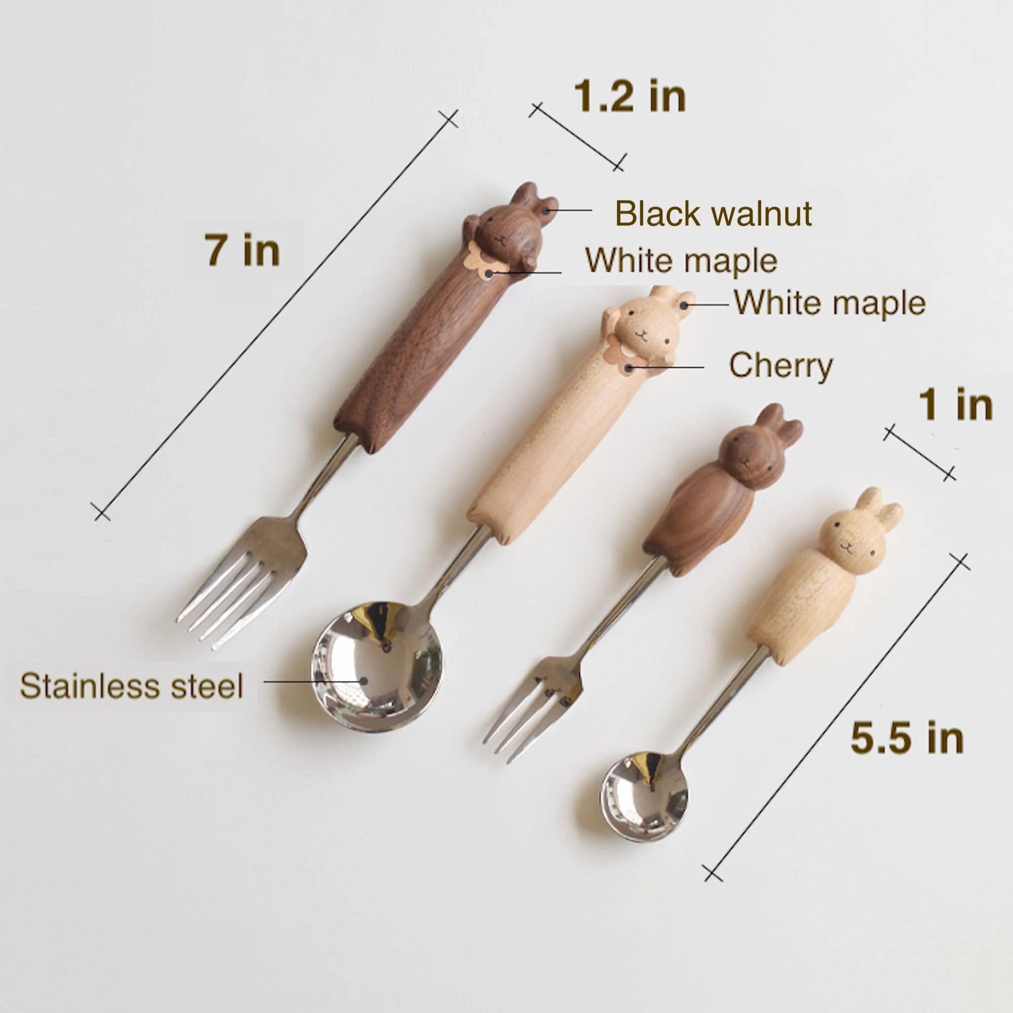 Hand-Carved Bunny Spoon & Fork - Image 12