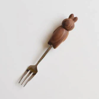 Hand-Carved Bunny Spoon & Fork - Image 4