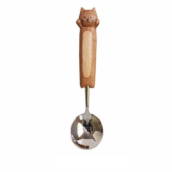 Hand-Carved Kitten Spoon & Fork - Image 3