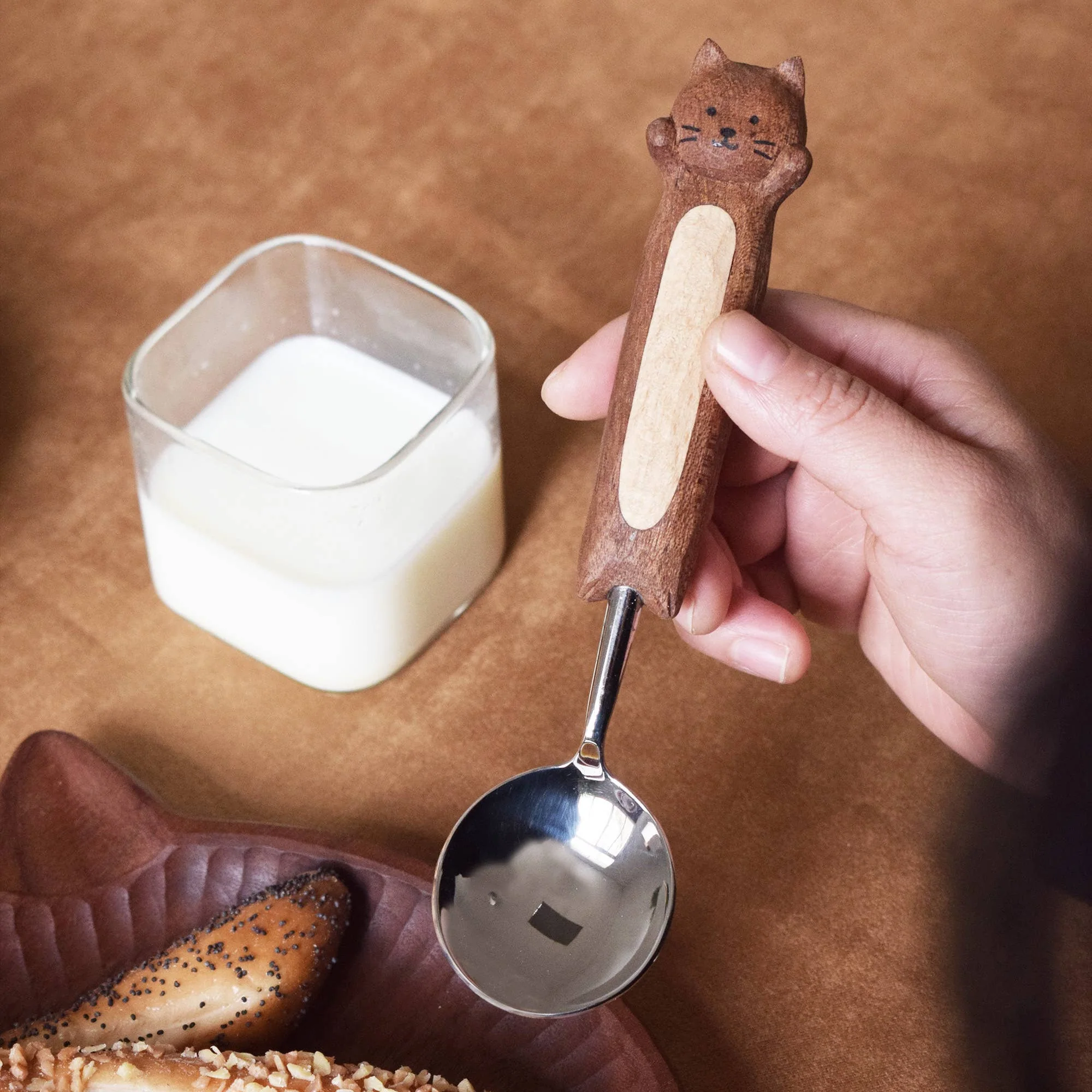 Hand-Carved Kitten Spoon & Fork - Image 7