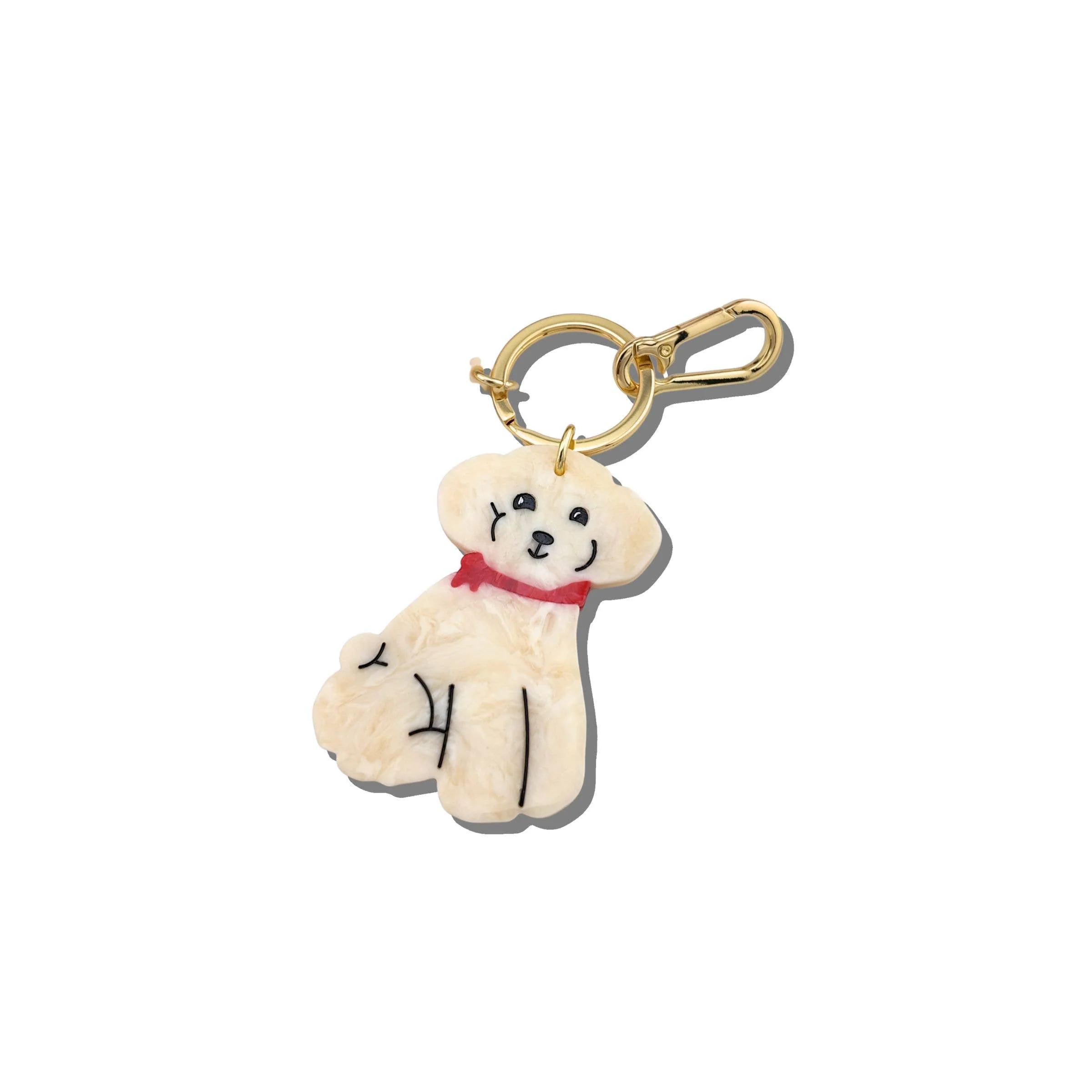Hand-painted Doodle Puppy Bag Charm + Keychain - Image 2
