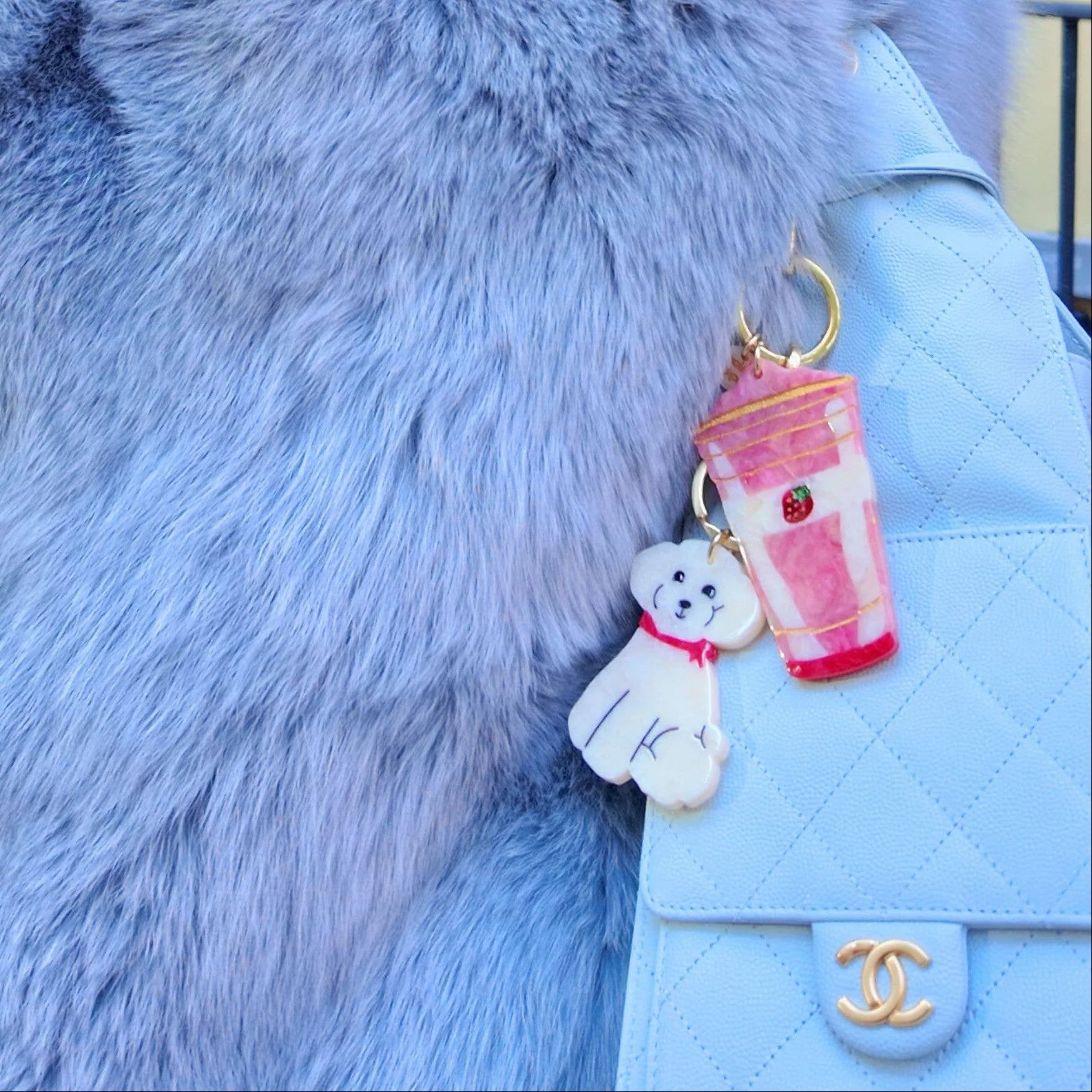 Hand-painted Doodle Puppy Bag Charm + Keychain - Image 5