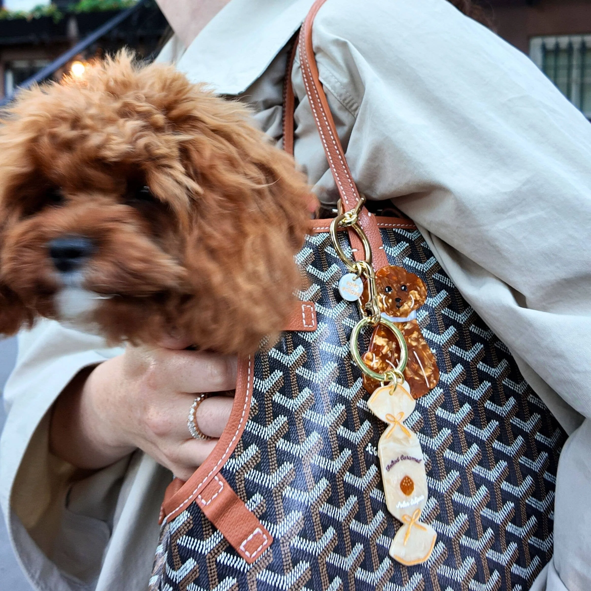 Hand-painted Doodle Puppy Bag Charm + Keychain - Image 7