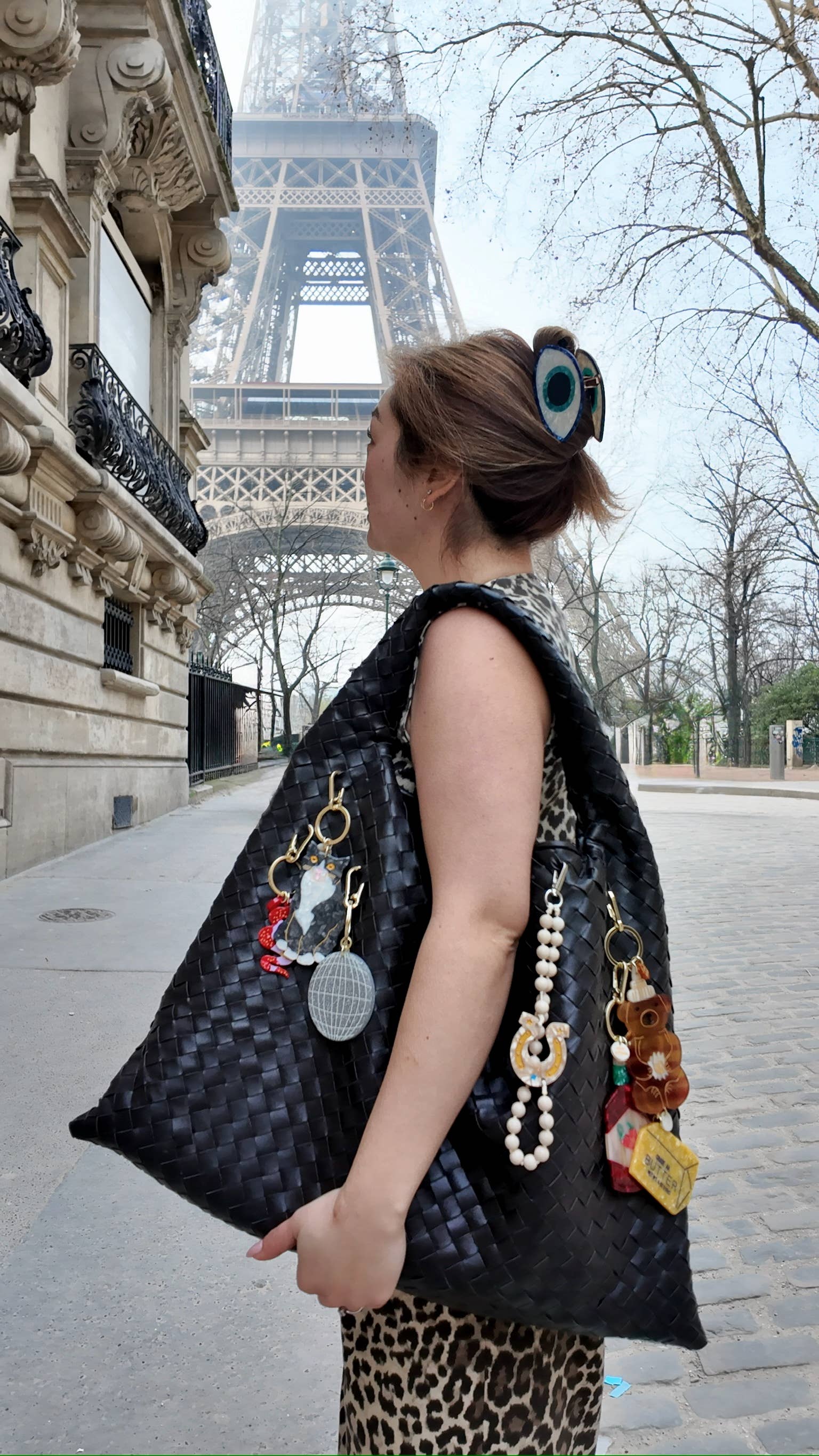 Hand-painted Tuxedo Cat Bag Charm + Keychain | Eco-Friendly - Image 6