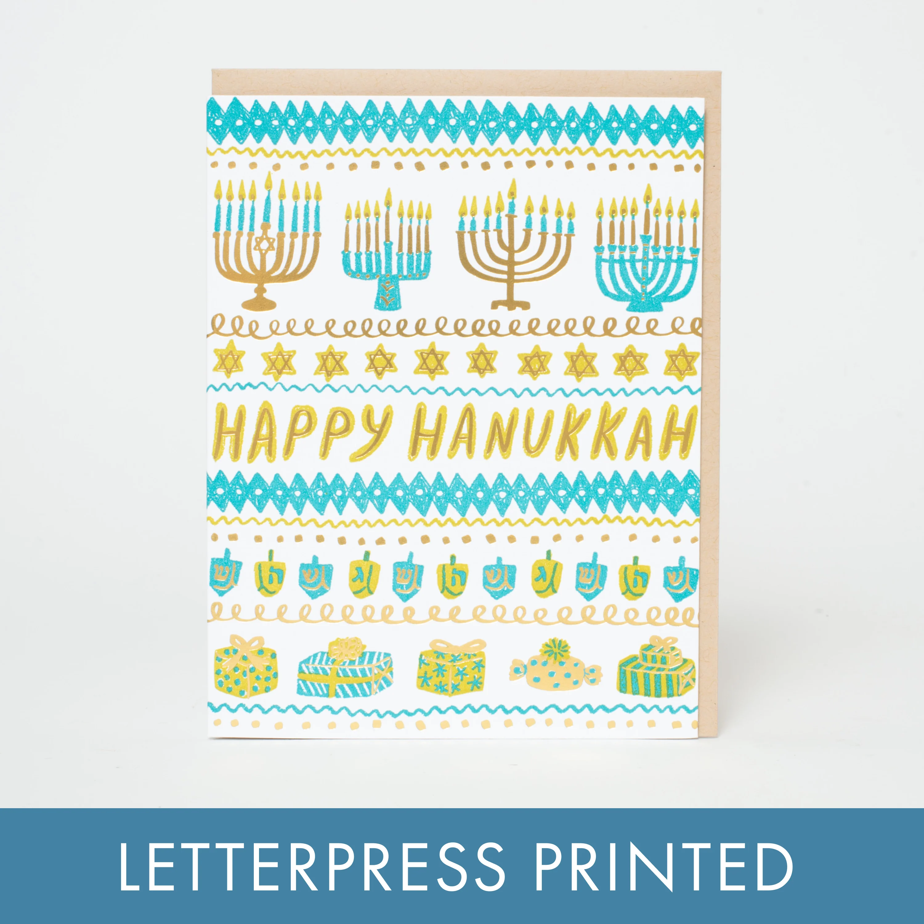 Hanukkah Stripes Letterpress Greeting Card - Phoebe Wahl - Image 2