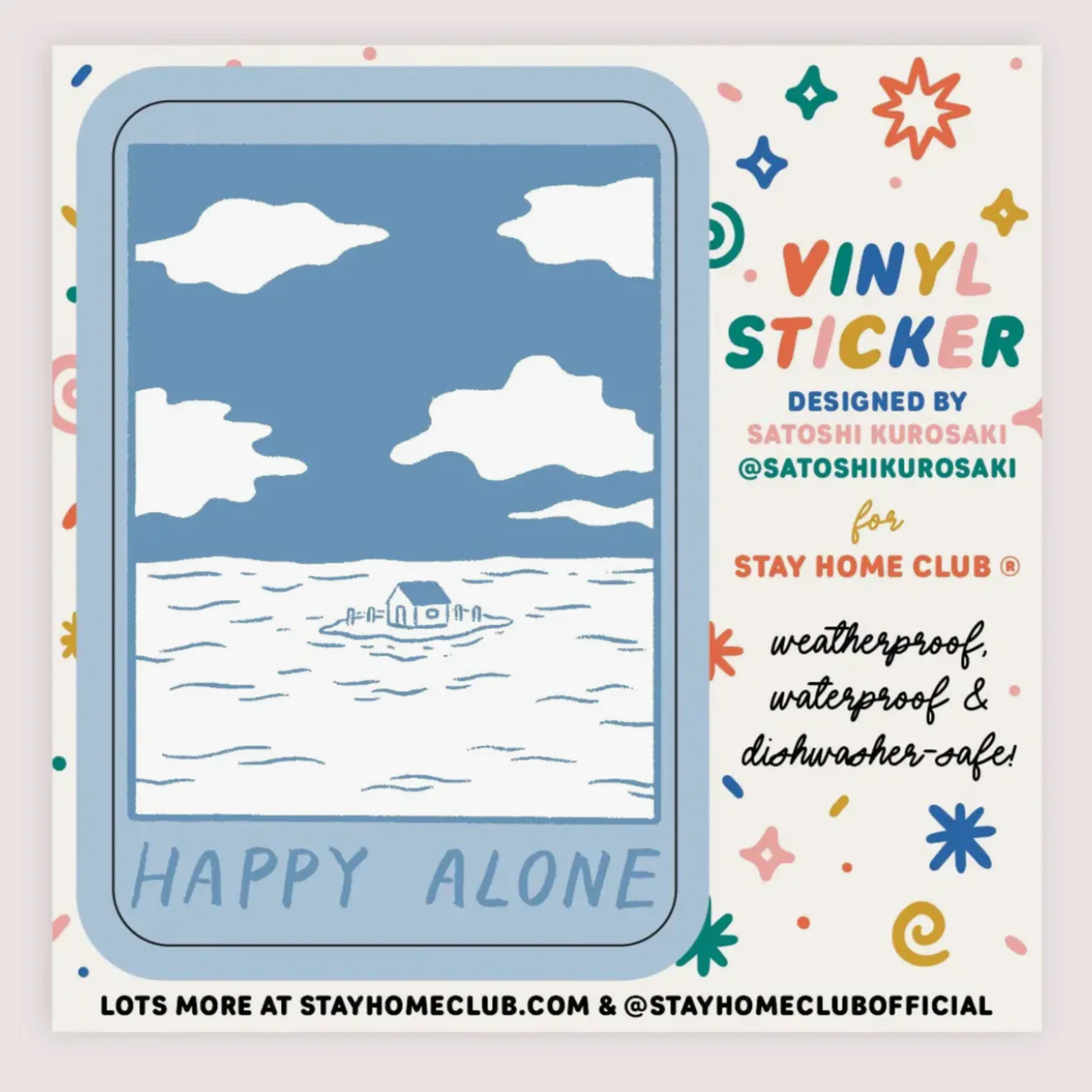 Happy Alone (Blue Skies) Vinyl Sticker - Image 2