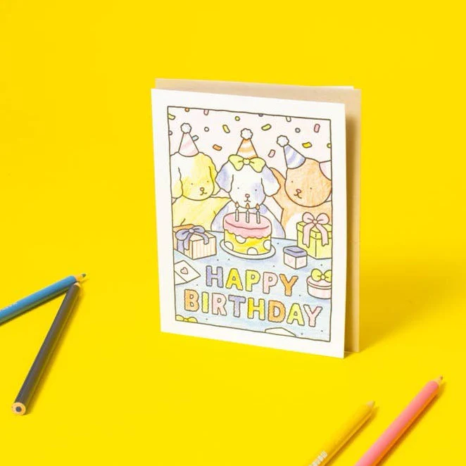 Happy Birthday Cake Party DIY Coloring Card by Bobbie Goods