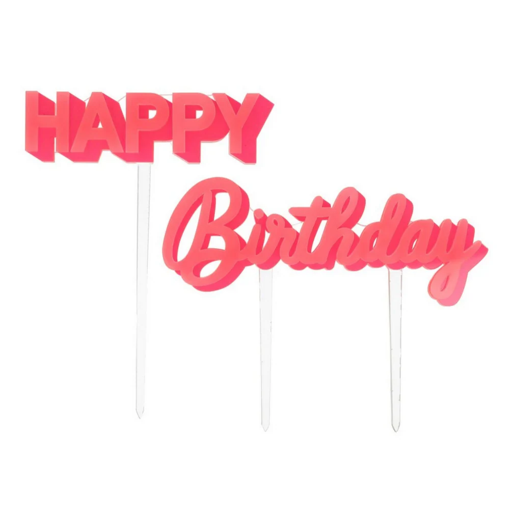 Happy Birthday Pink Acrylic Toppers - Image 2