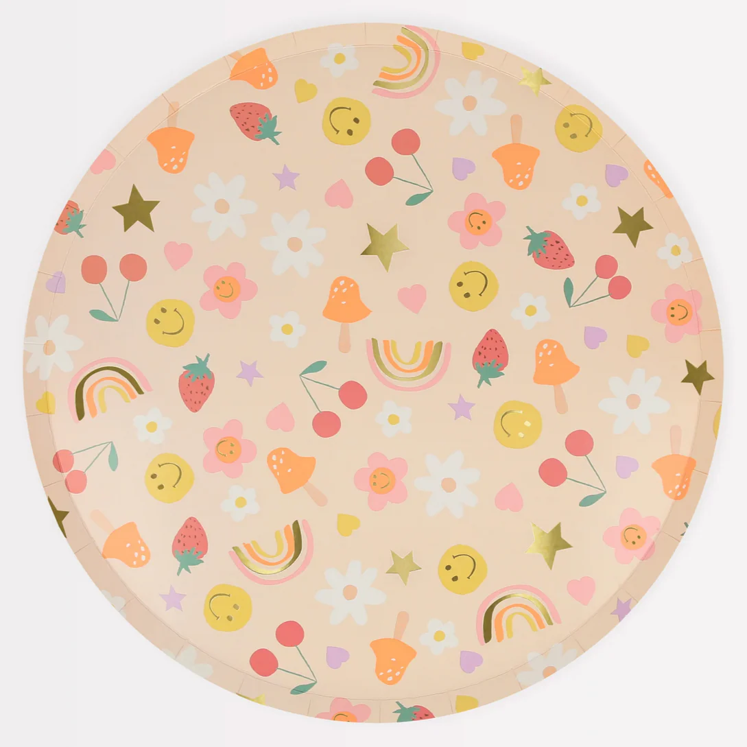 Happy Face Icons Dinner Plates (pk8)