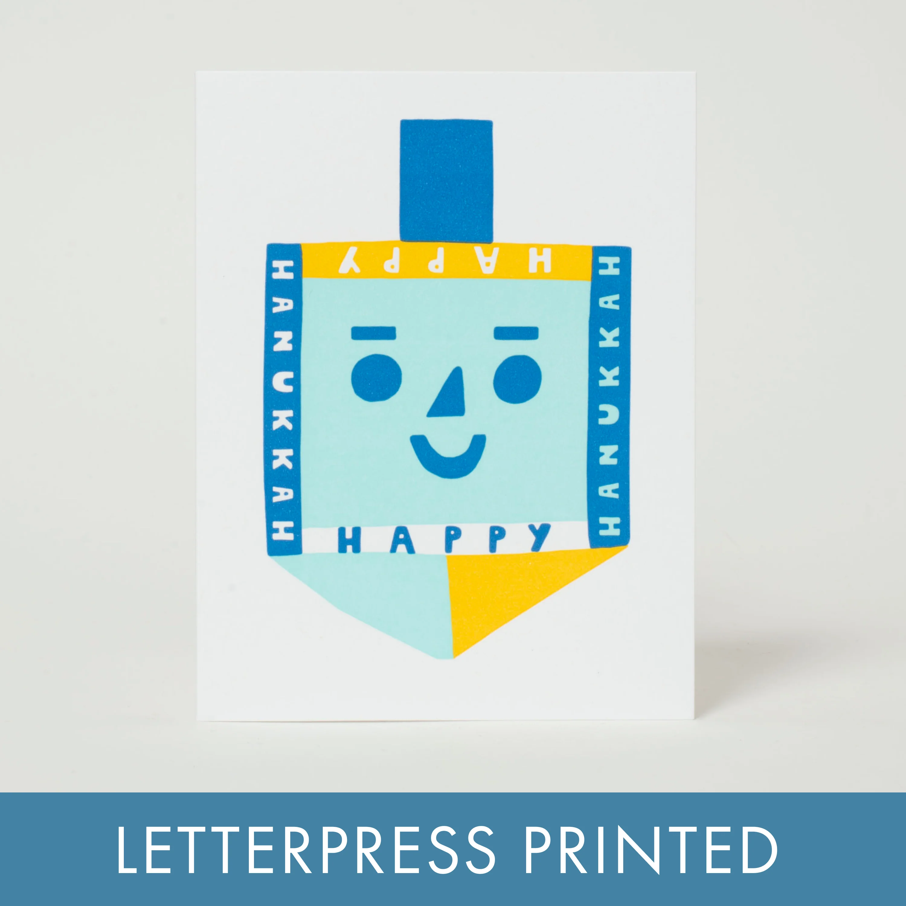 Happy Hanukkah Dreidel Letterpress Greeting Card - Suzy Ultman - Image 2