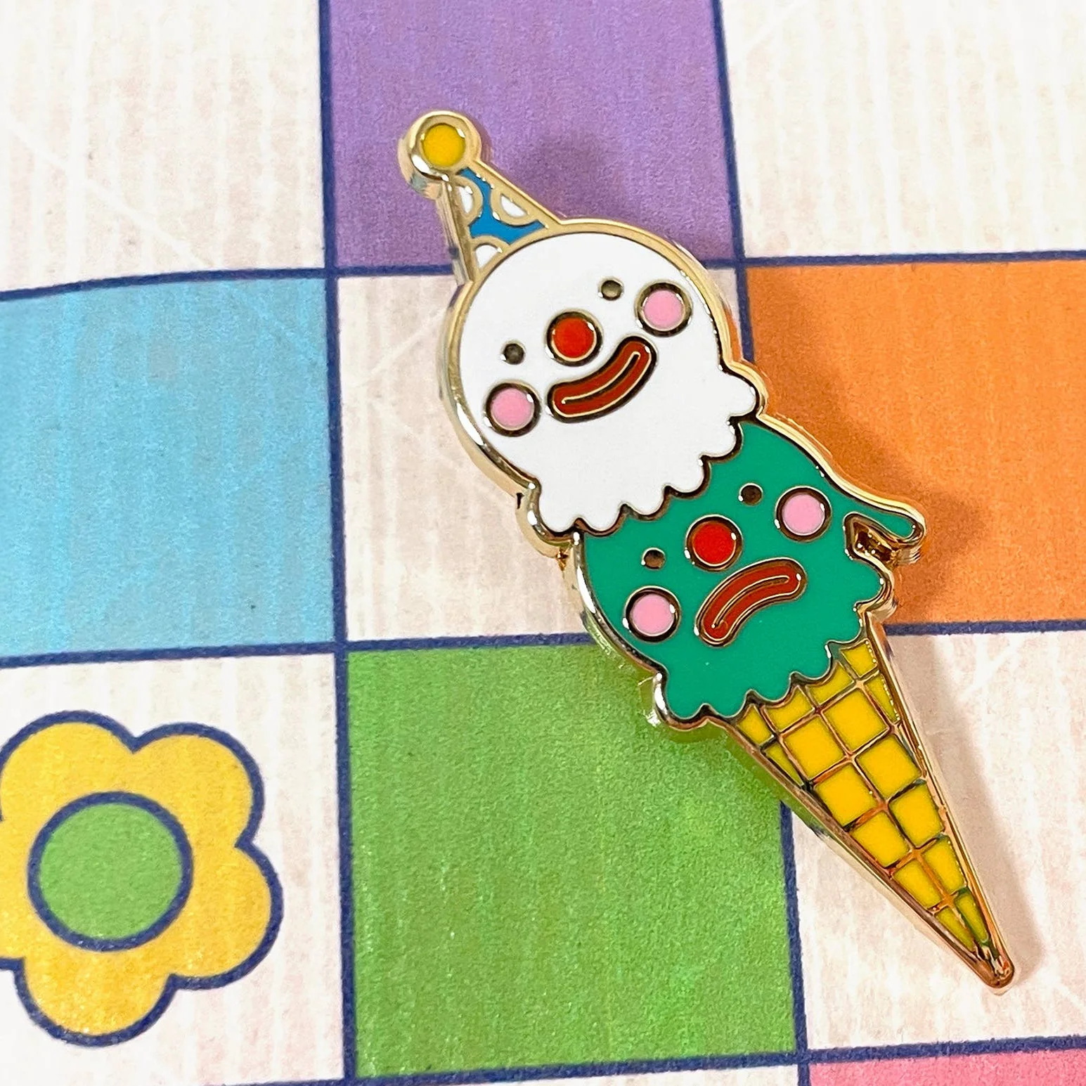 Happy Sad Ice Cream Enamel Pin - Image 2