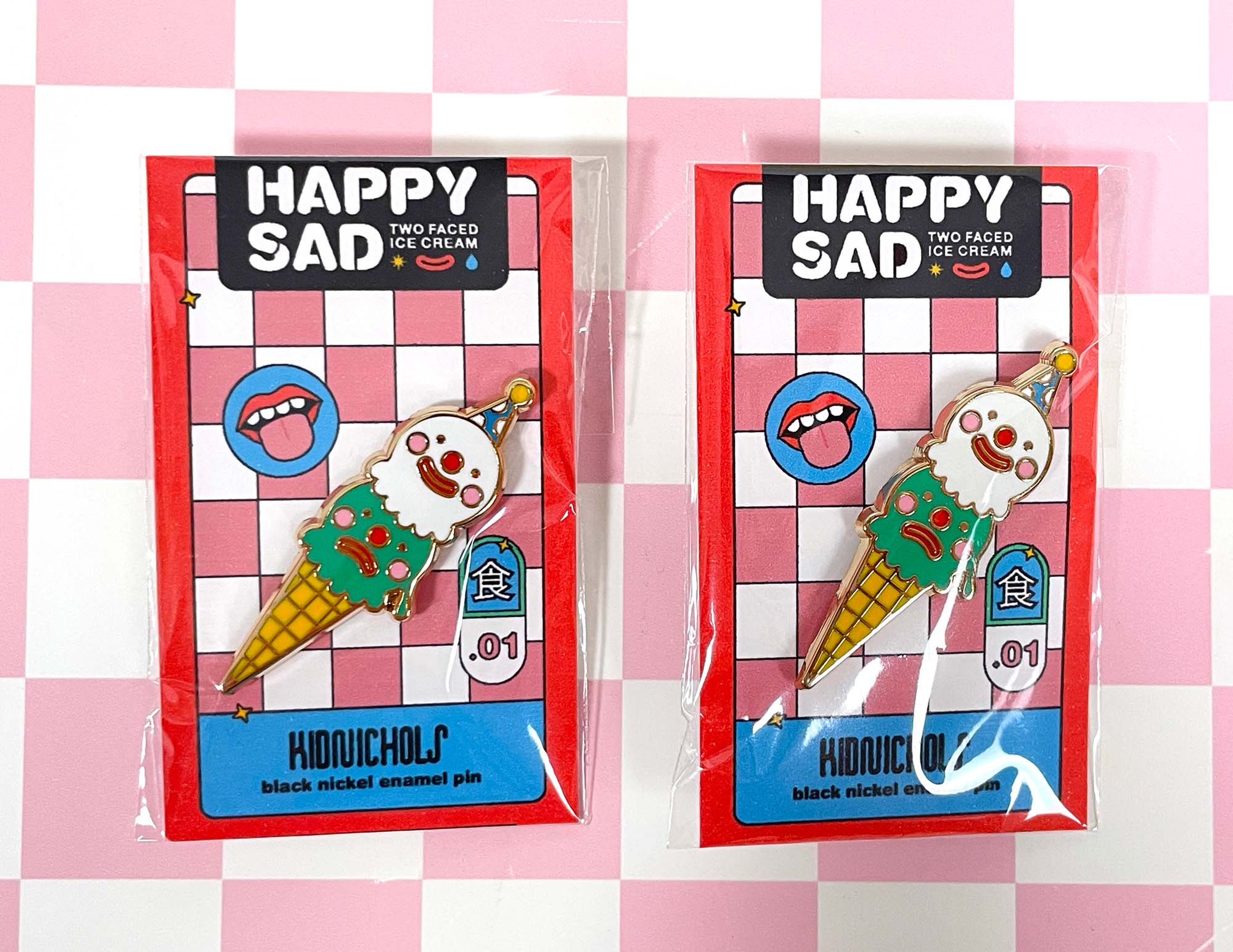 Happy Sad Ice Cream Enamel Pin - Image 5