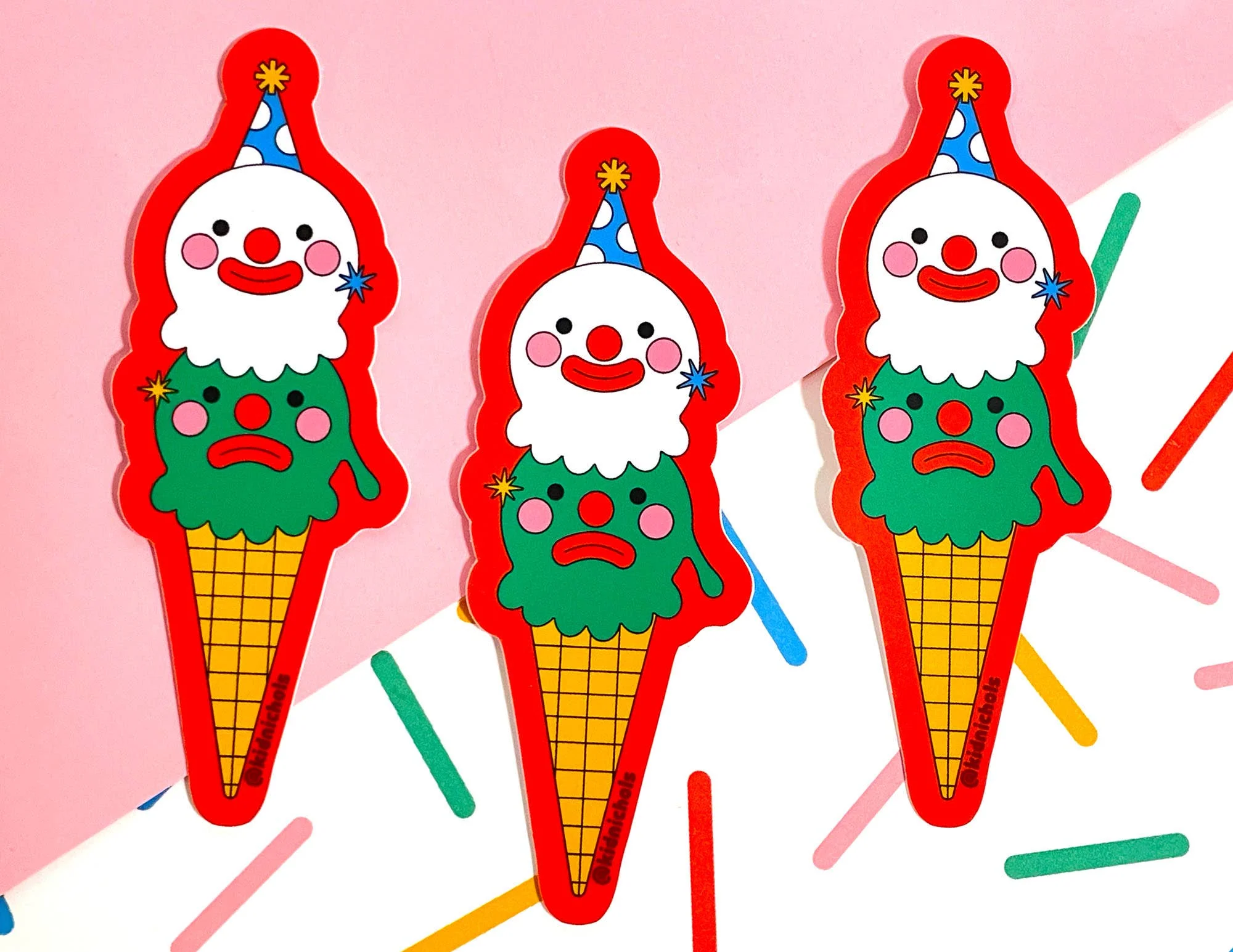 Happy Sad Ice Cream Sticker - Image 3