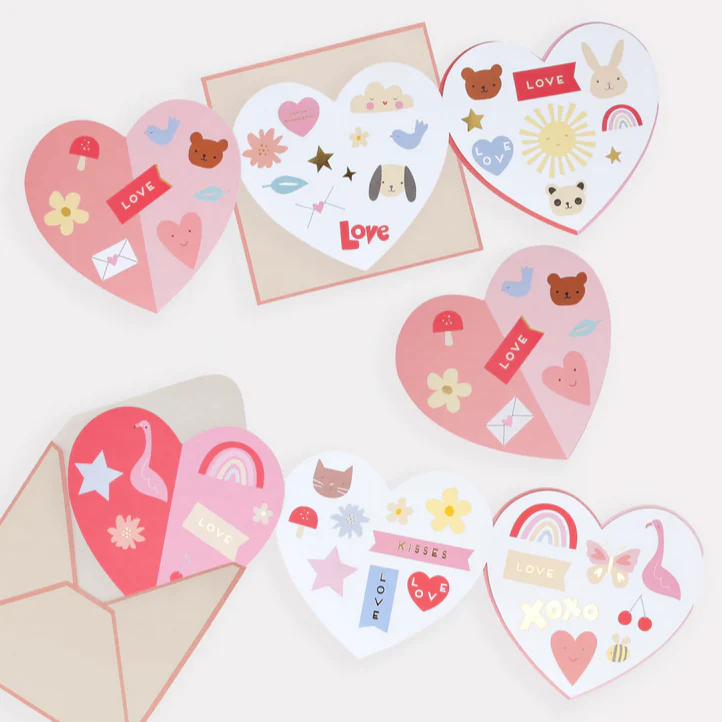 Heart Concertina Valentine Cards & Stickers (12pk) - Image 3