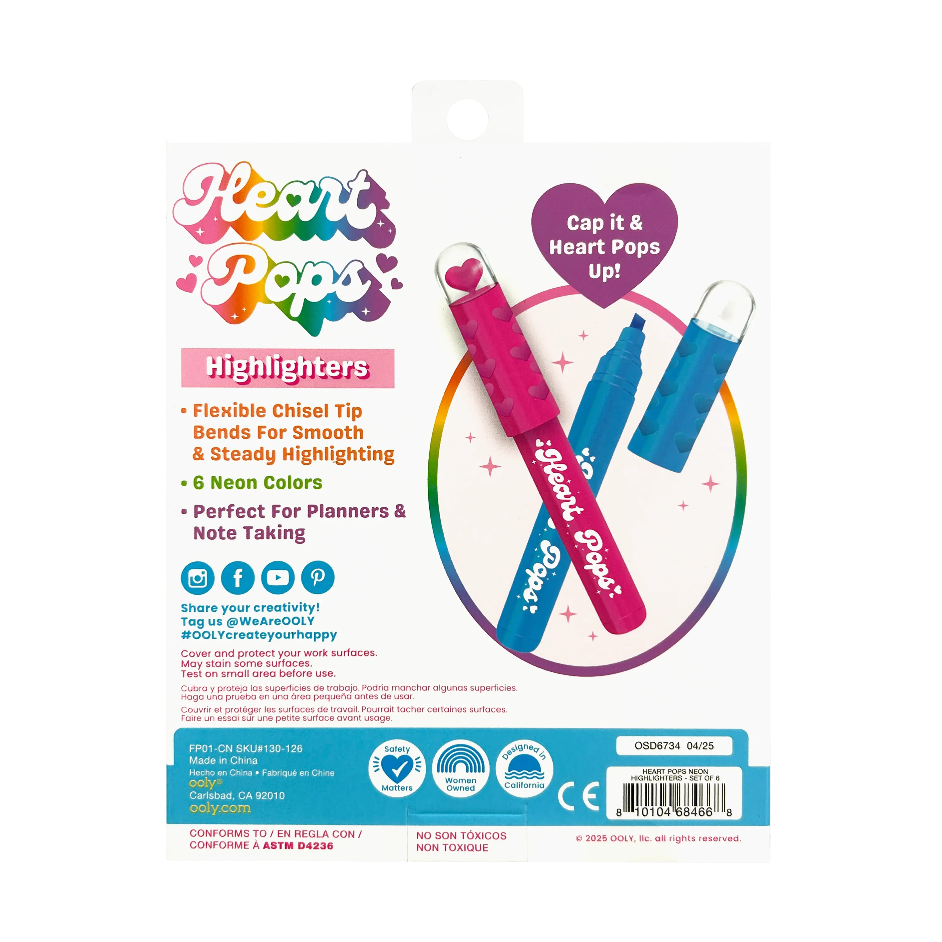 Heart Pops: Neon Highlighters (Set of 6) - Image 7