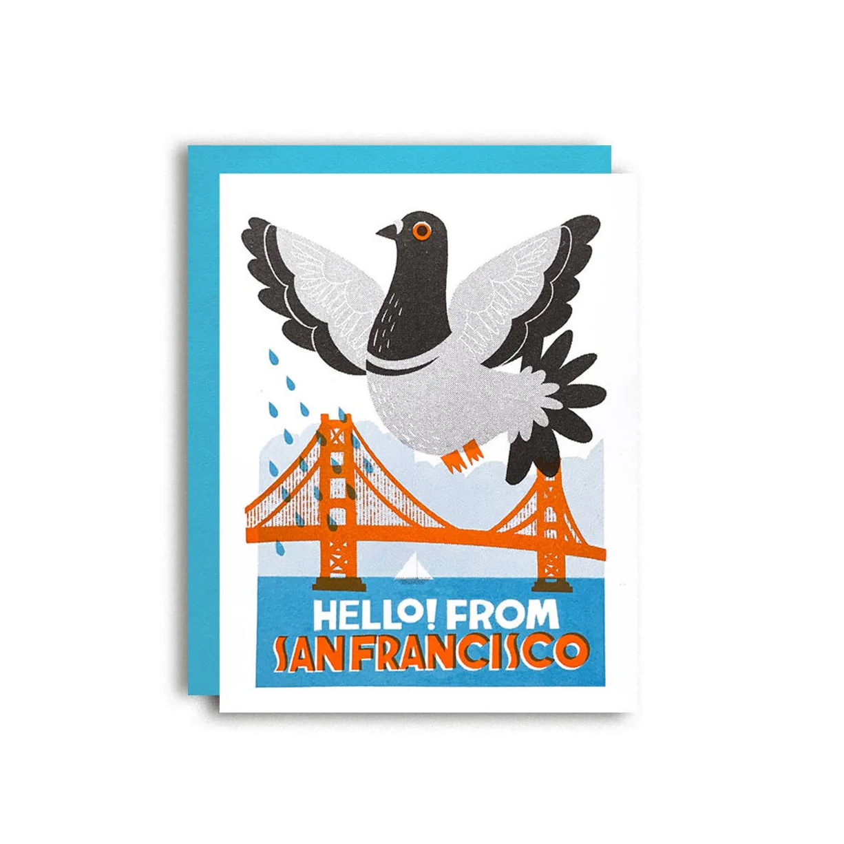 Hello from San Francisco - Risograph Pigeon Card - Image 3