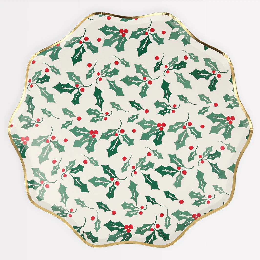 Holly Pattern Dinner Plates (x8)