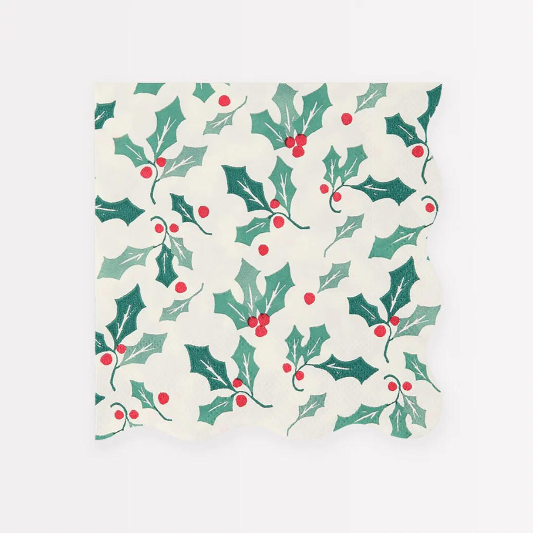 Holly Pattern Small Napkins (16pk)