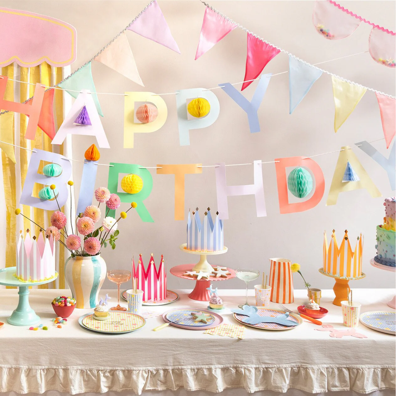 Honeycomb Happy Birthday Garland Set - Image 2