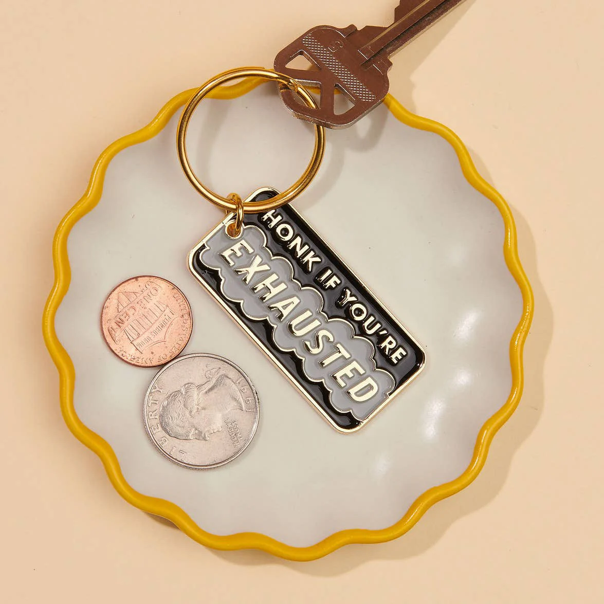 Honk If You’re Exhausted Enamel Keychain - Image 3