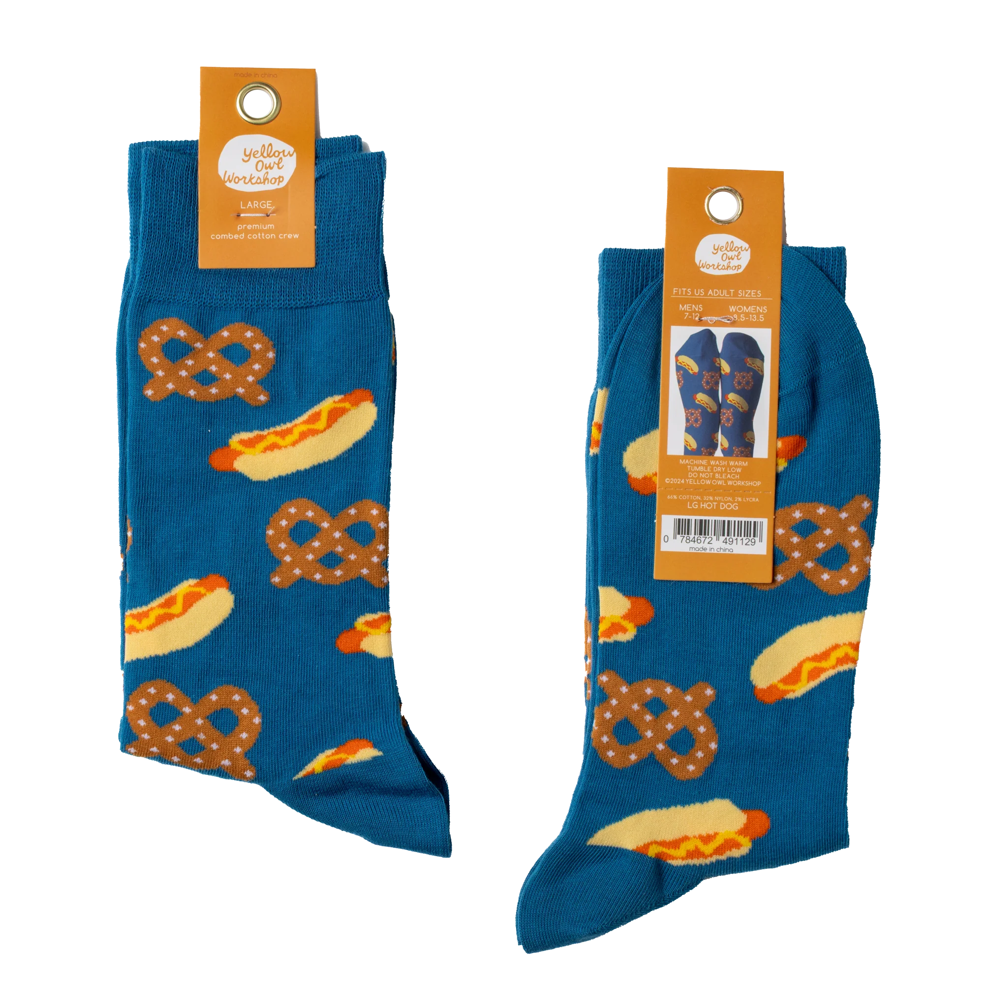 Hot Dog & Pretzel - Large Crew Socks - Image 3
