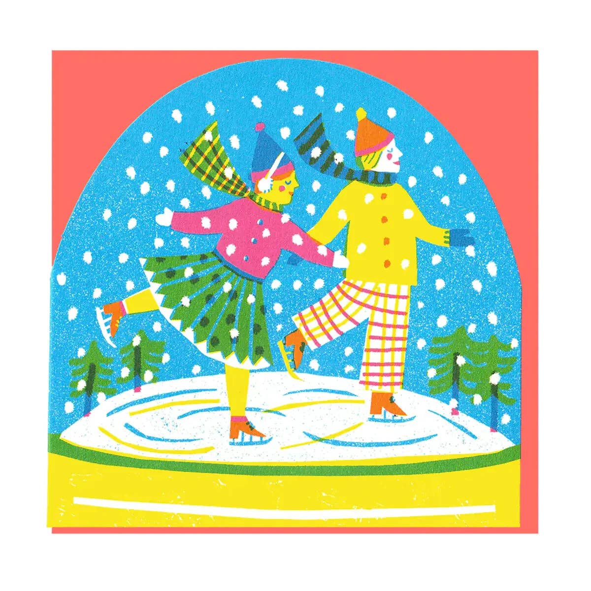 Ice Skaters Large Snowglobe Card - Image 2