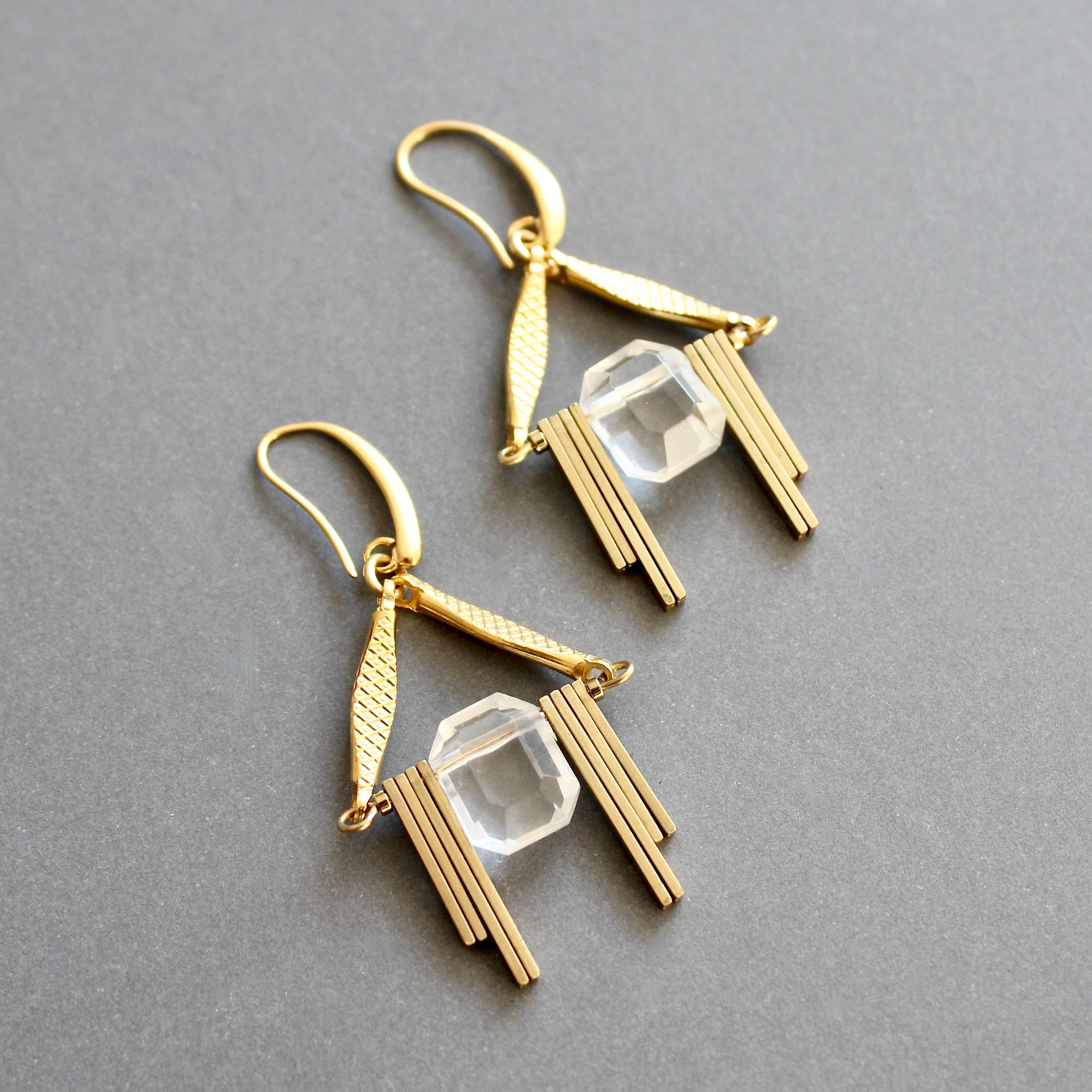 Acrylic & brass geometric earrings