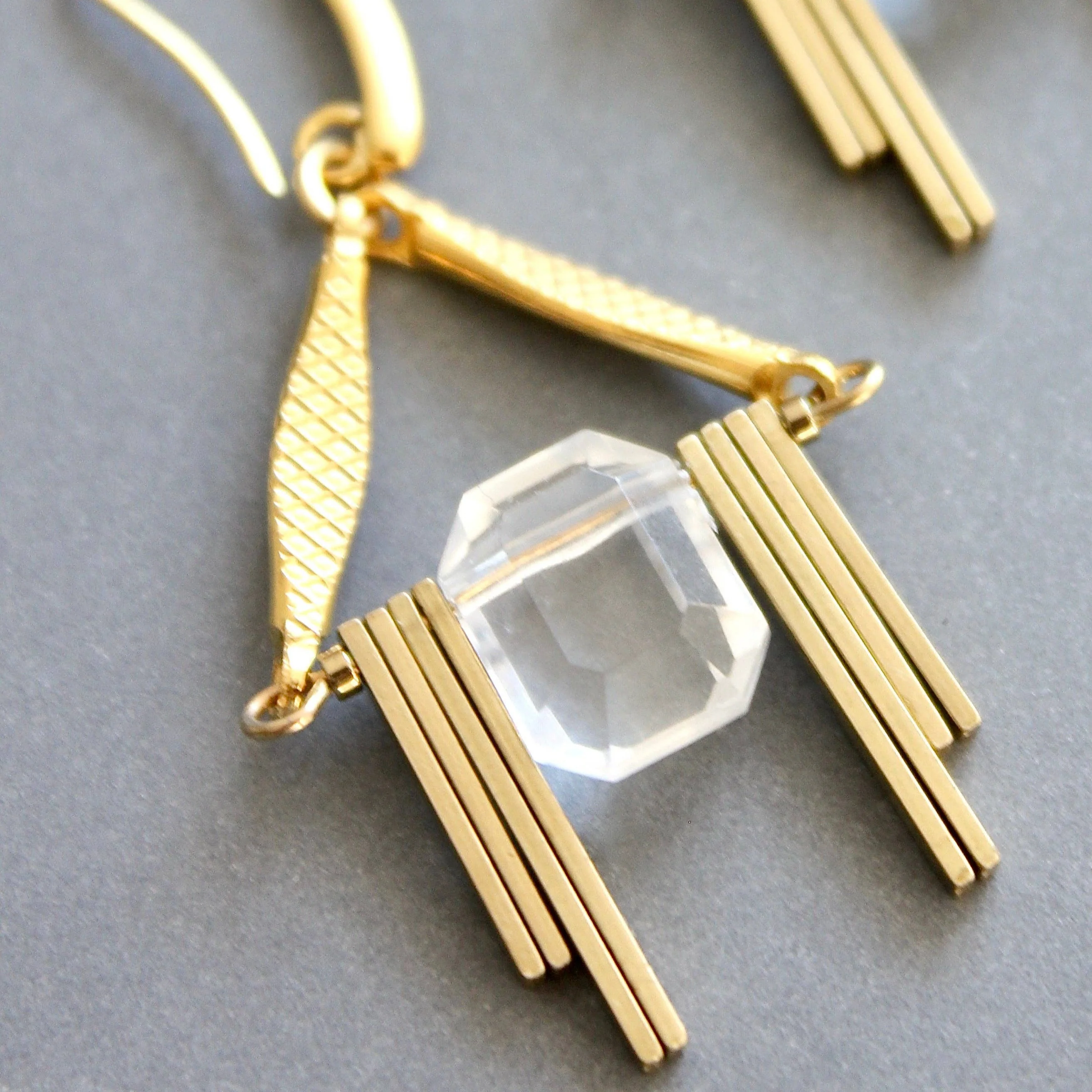 Acrylic & brass geometric earrings - Image 2
