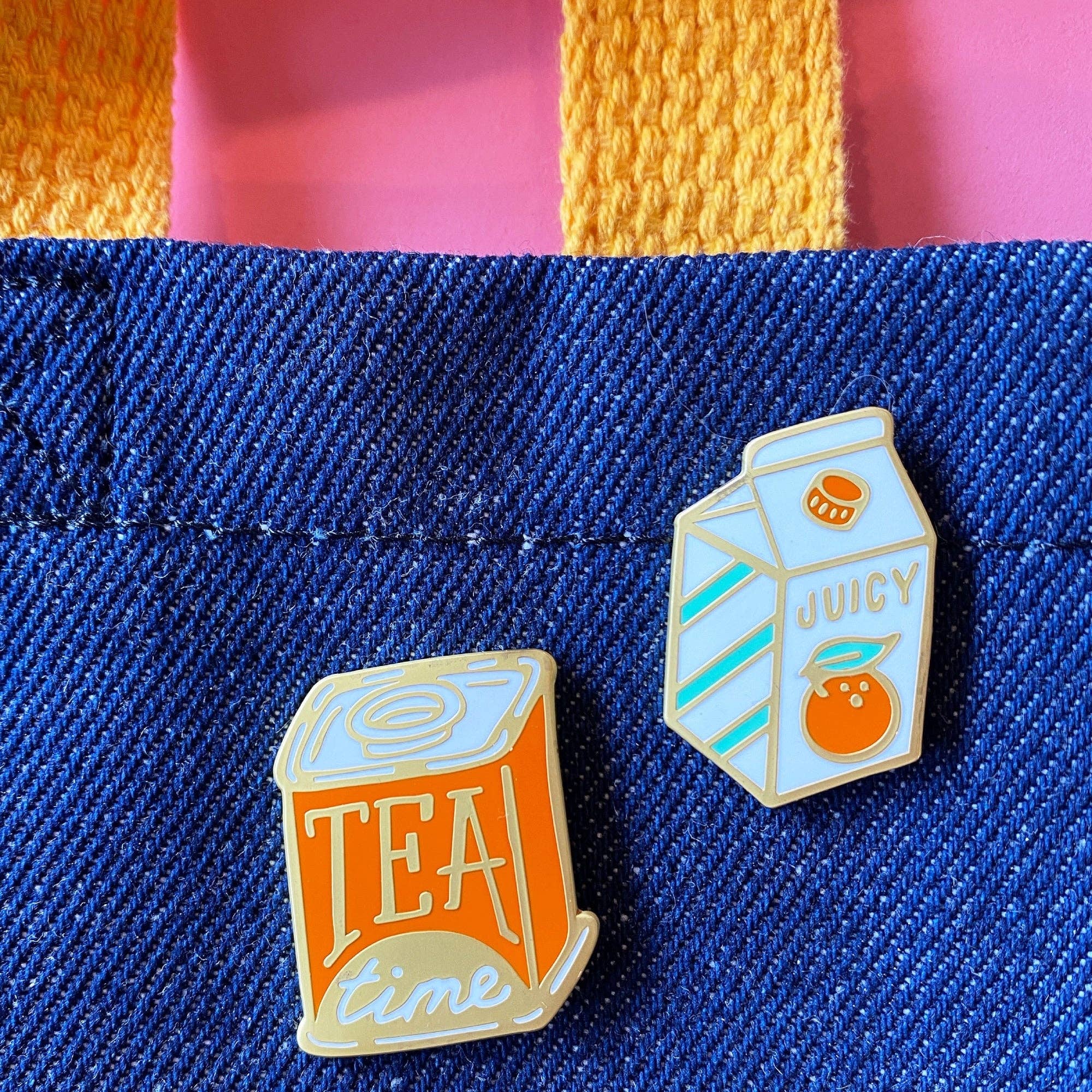 Juicy Orange Juice Carton Enamel Pin - Image 2