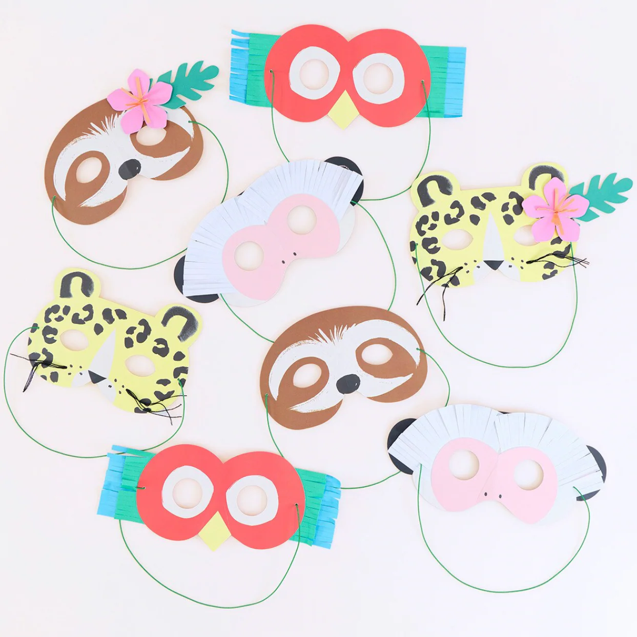 Jungle Jamboree Party Masks (x8)