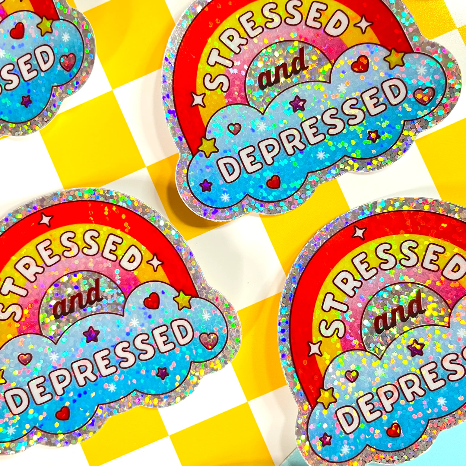 Kawaii But Sad Holographic Sticker | Mental Health | Sad - Image 2