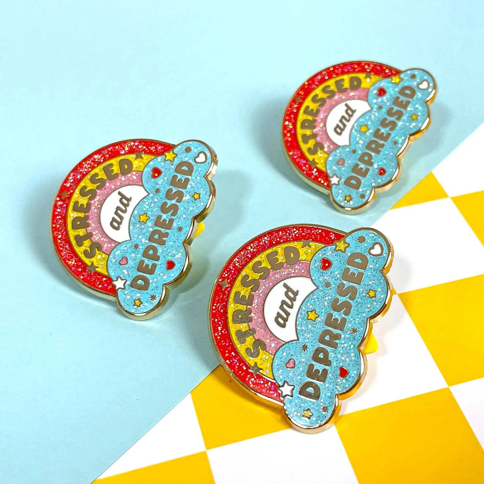 Kawaii But Sad Rainbow Enamel Pin - Image 2