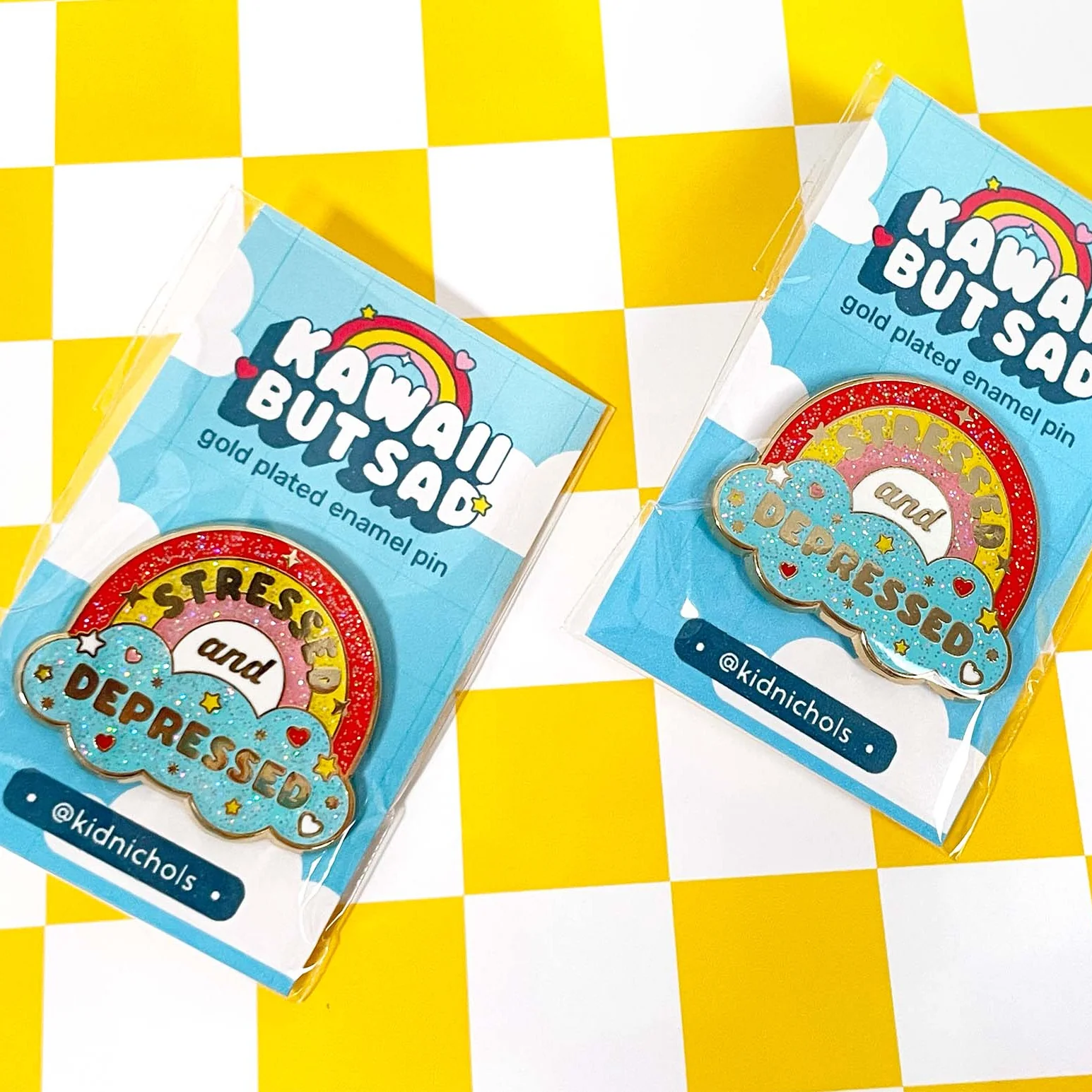 Kawaii But Sad Rainbow Enamel Pin - Image 4