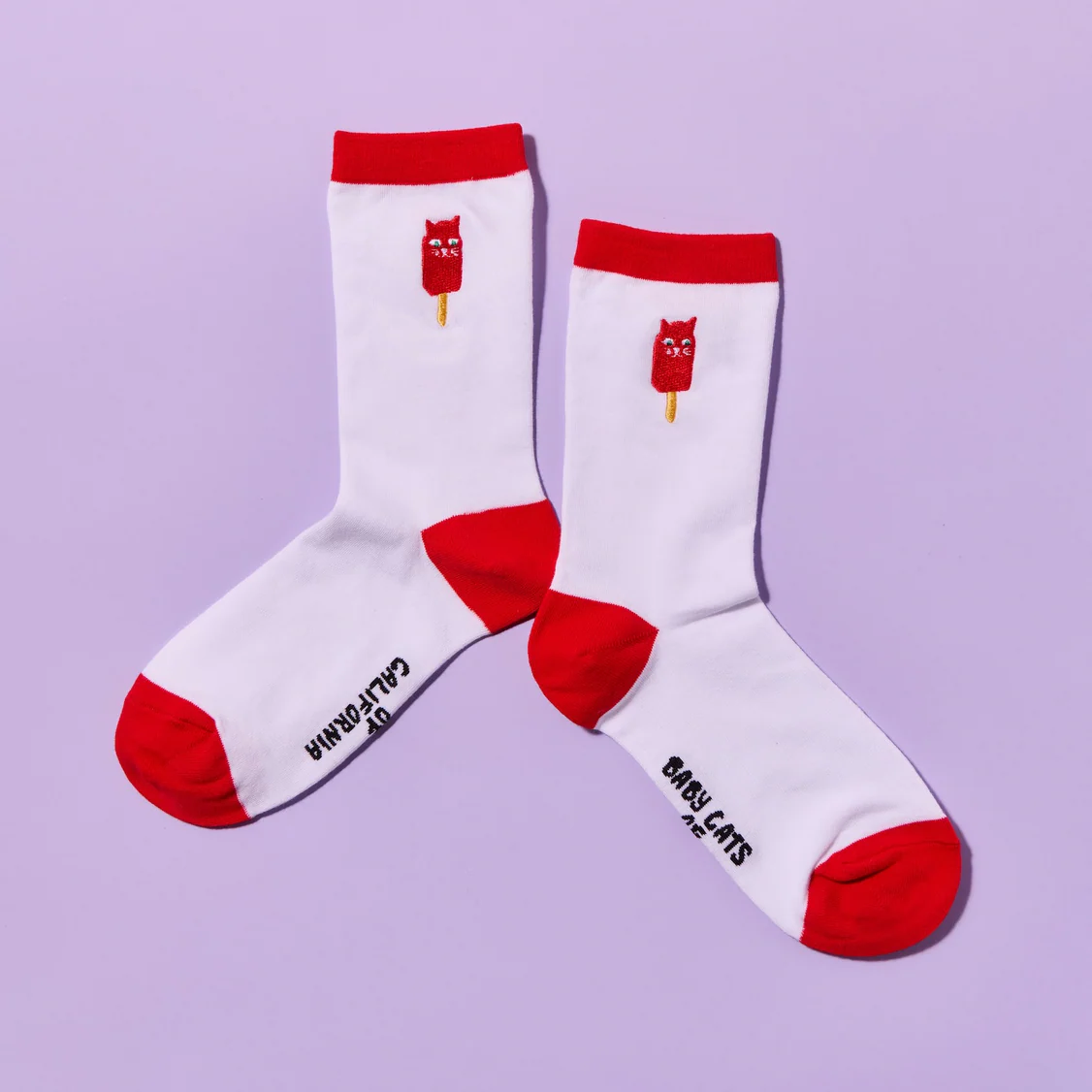Kids Embroidered Catsicle Socks
