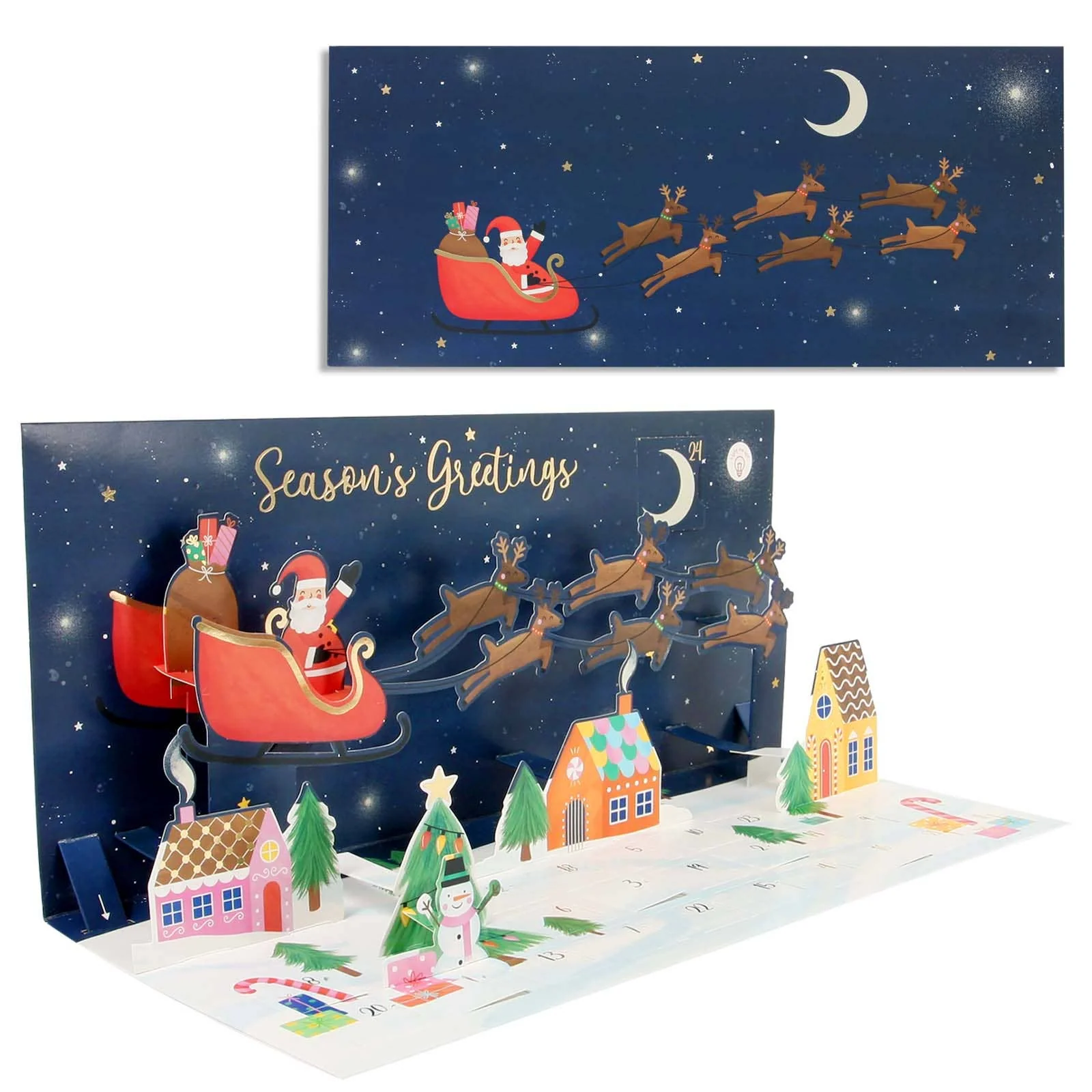 Light-Up Pop-Up Christmas Advent Calendar- Santa's Sleigh