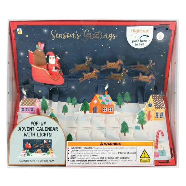 Light-Up Pop-Up Christmas Advent Calendar- Santa's Sleigh - Image 2
