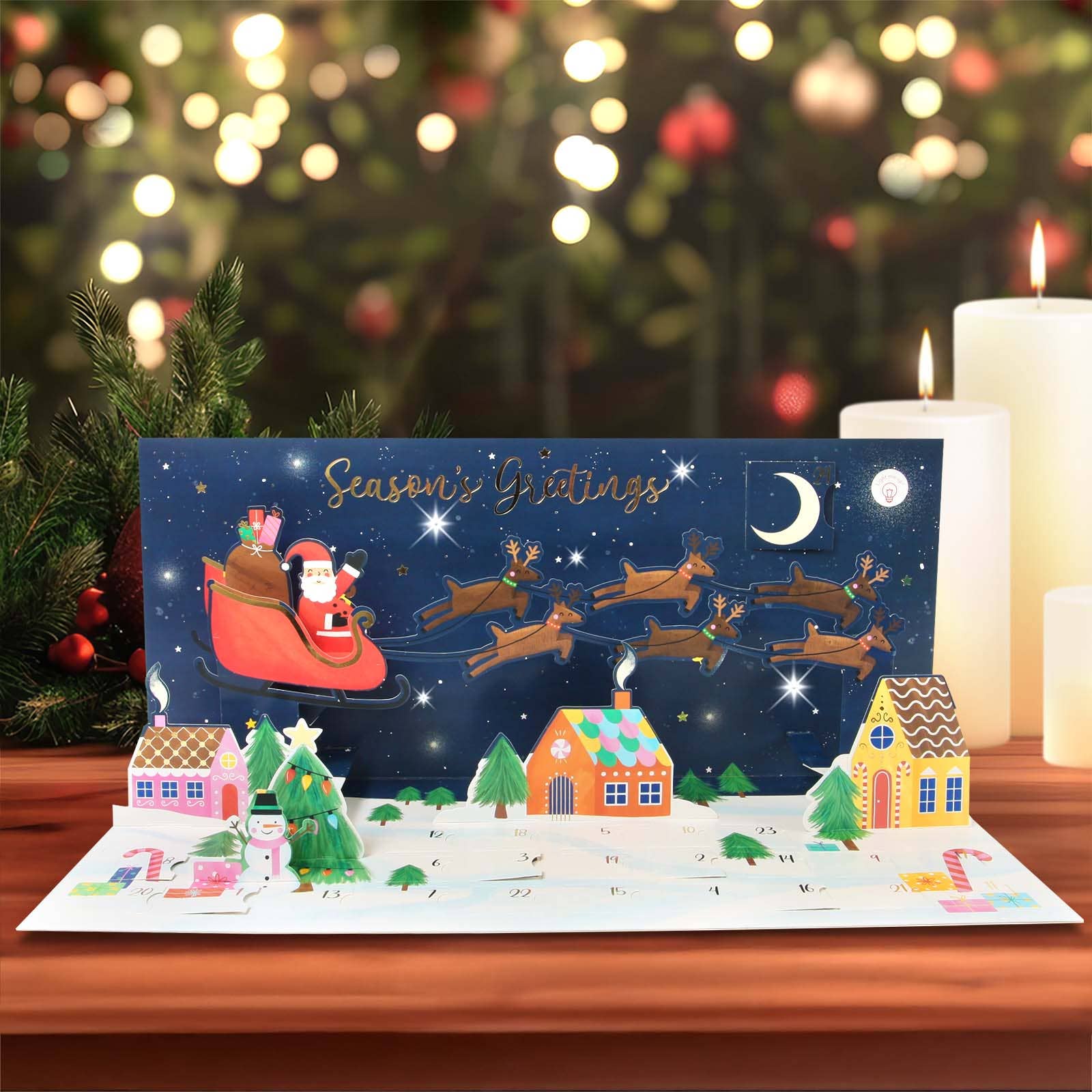 Light-Up Pop-Up Christmas Advent Calendar- Santa's Sleigh - Image 9