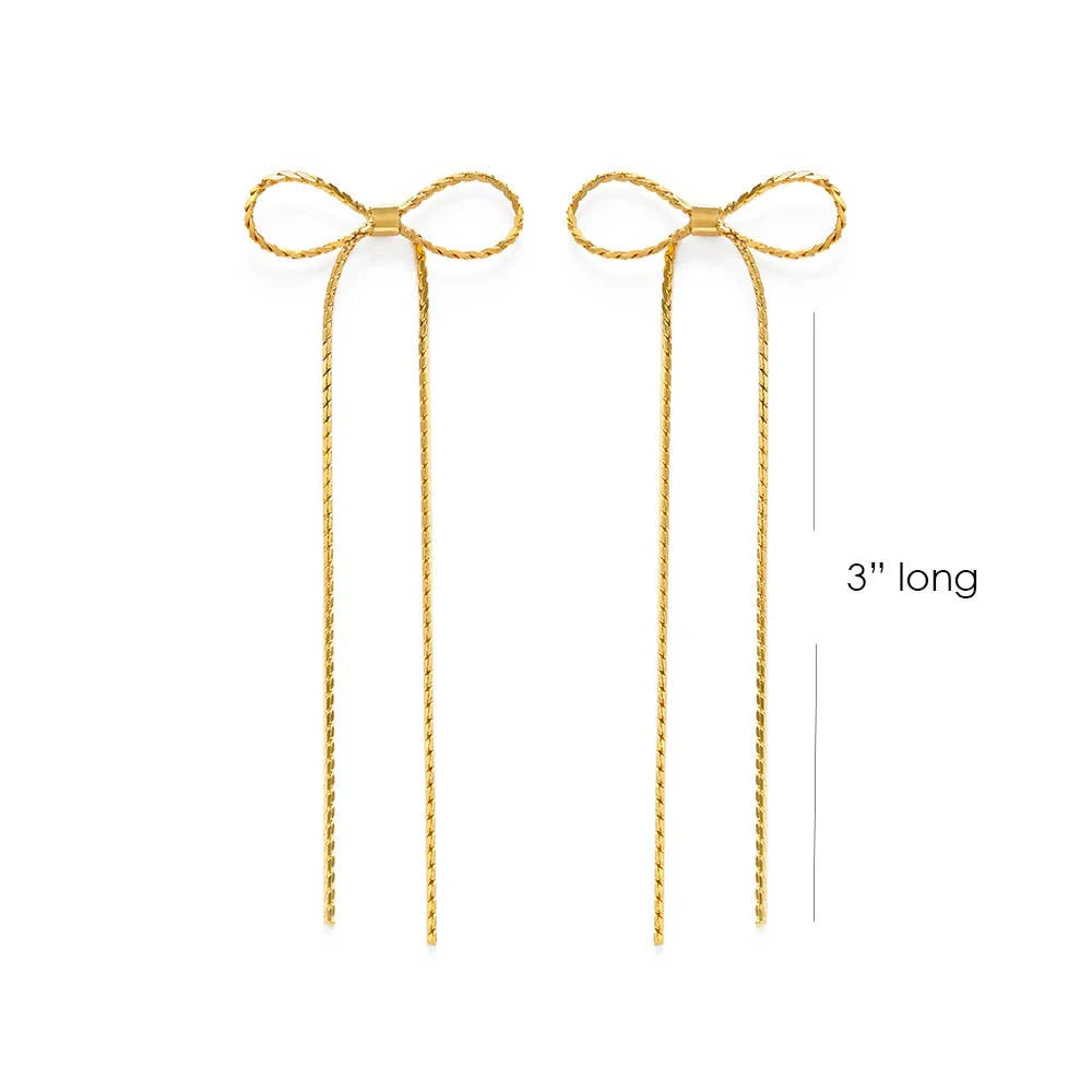 Long Bow Stud Earrings - Image 3