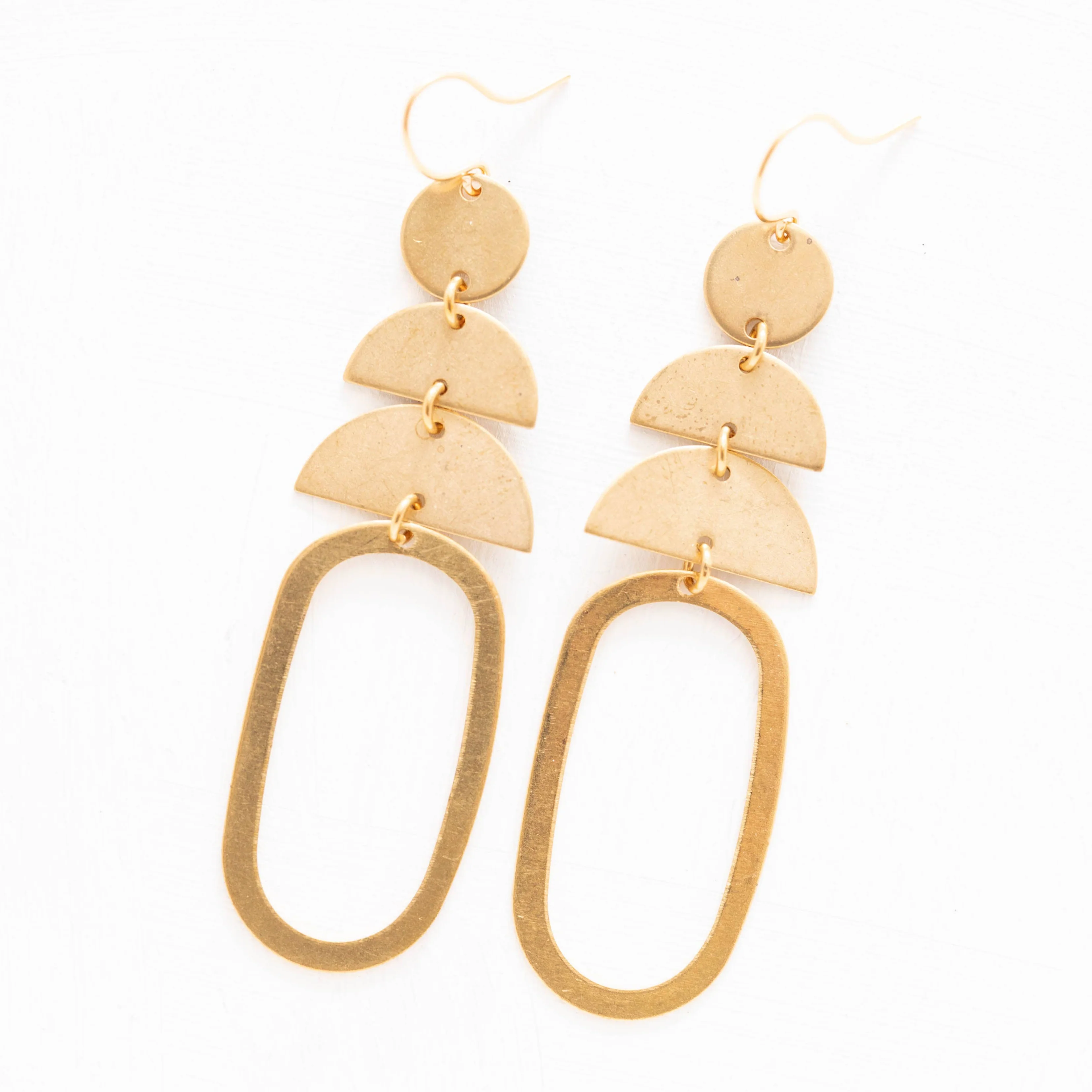 Long Oval and Moon Earrings - Image 2