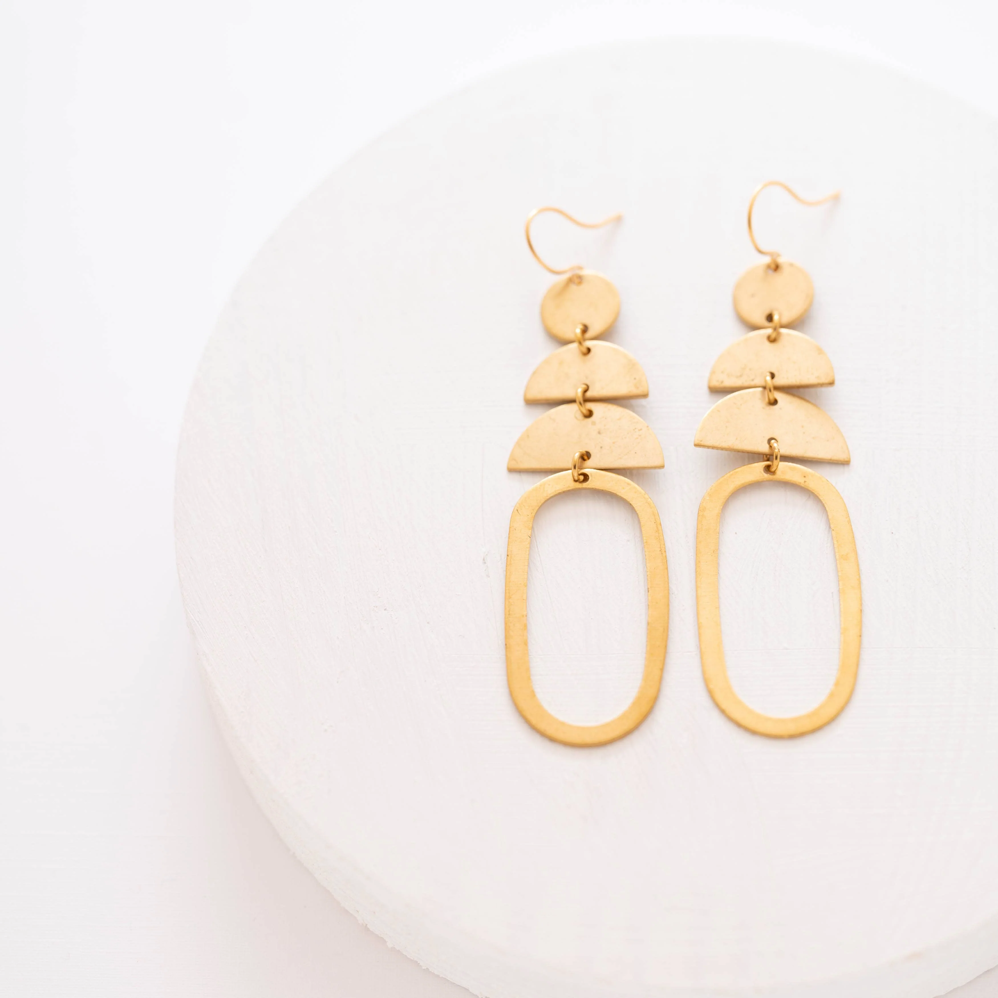 Long Oval and Moon Earrings - Image 3
