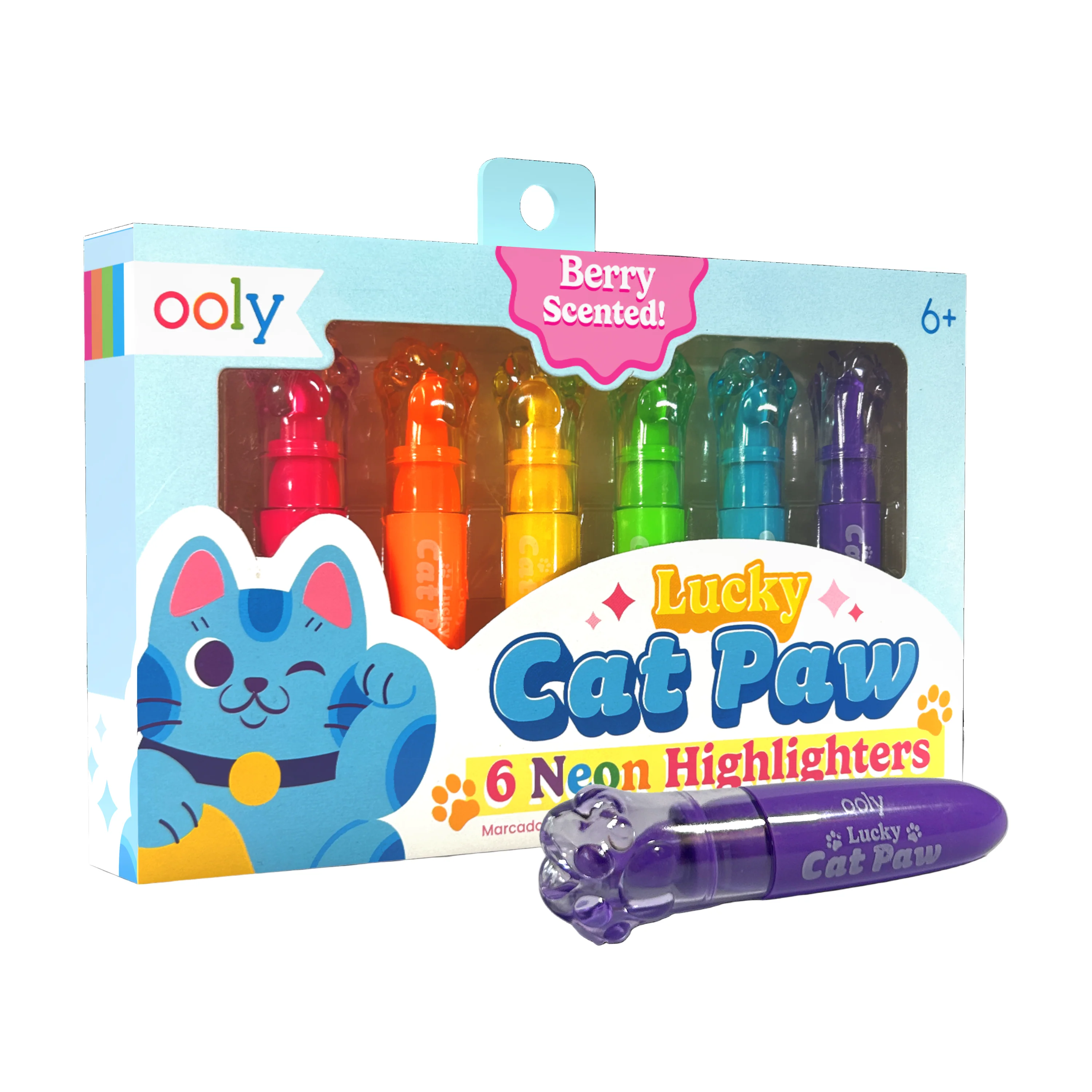 Lucky Cat Paw: Neon Highlighters - Berry Scent (Set of 6)