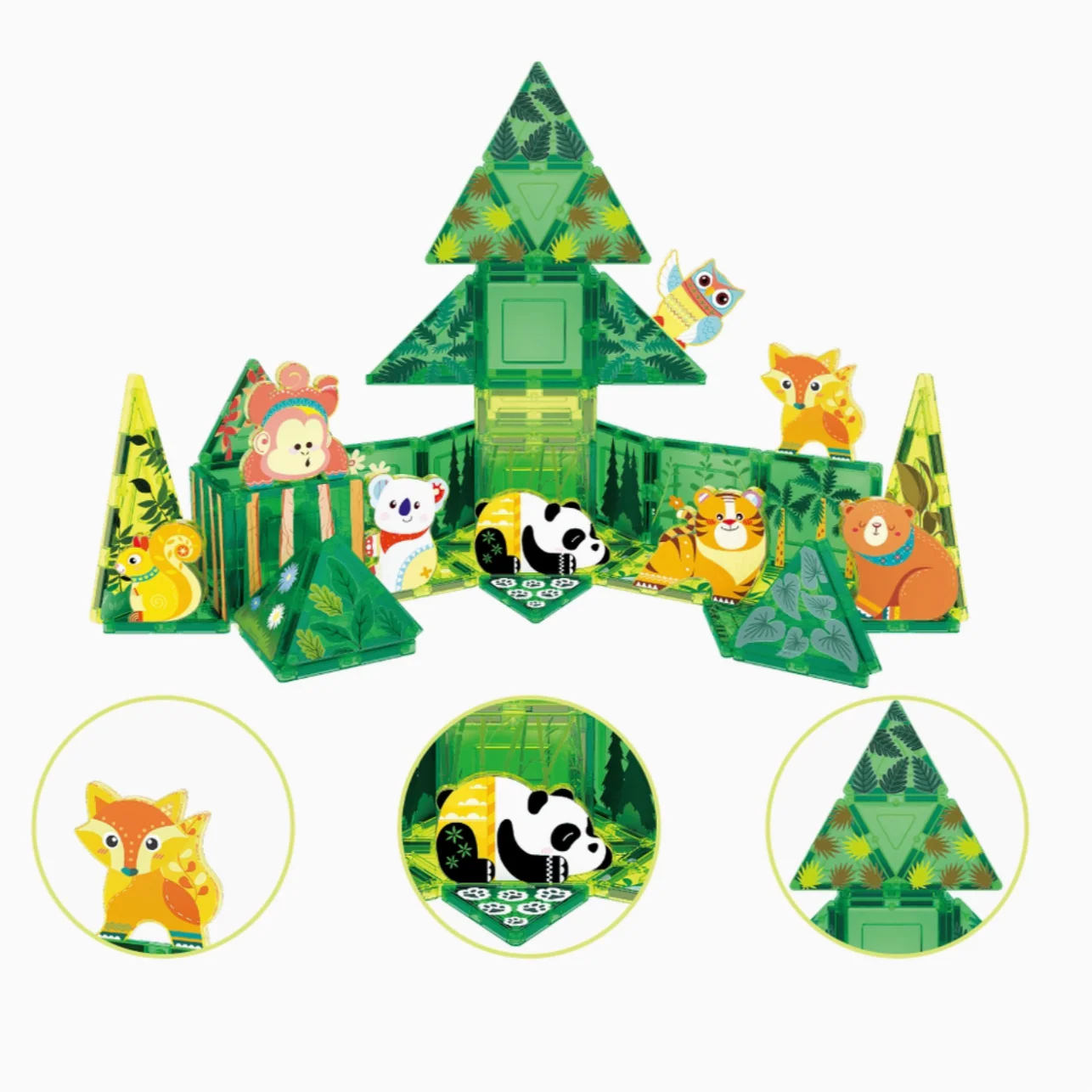 Magnet Tile Building Blocks Forest Animal Theme Toy Set - Image 4