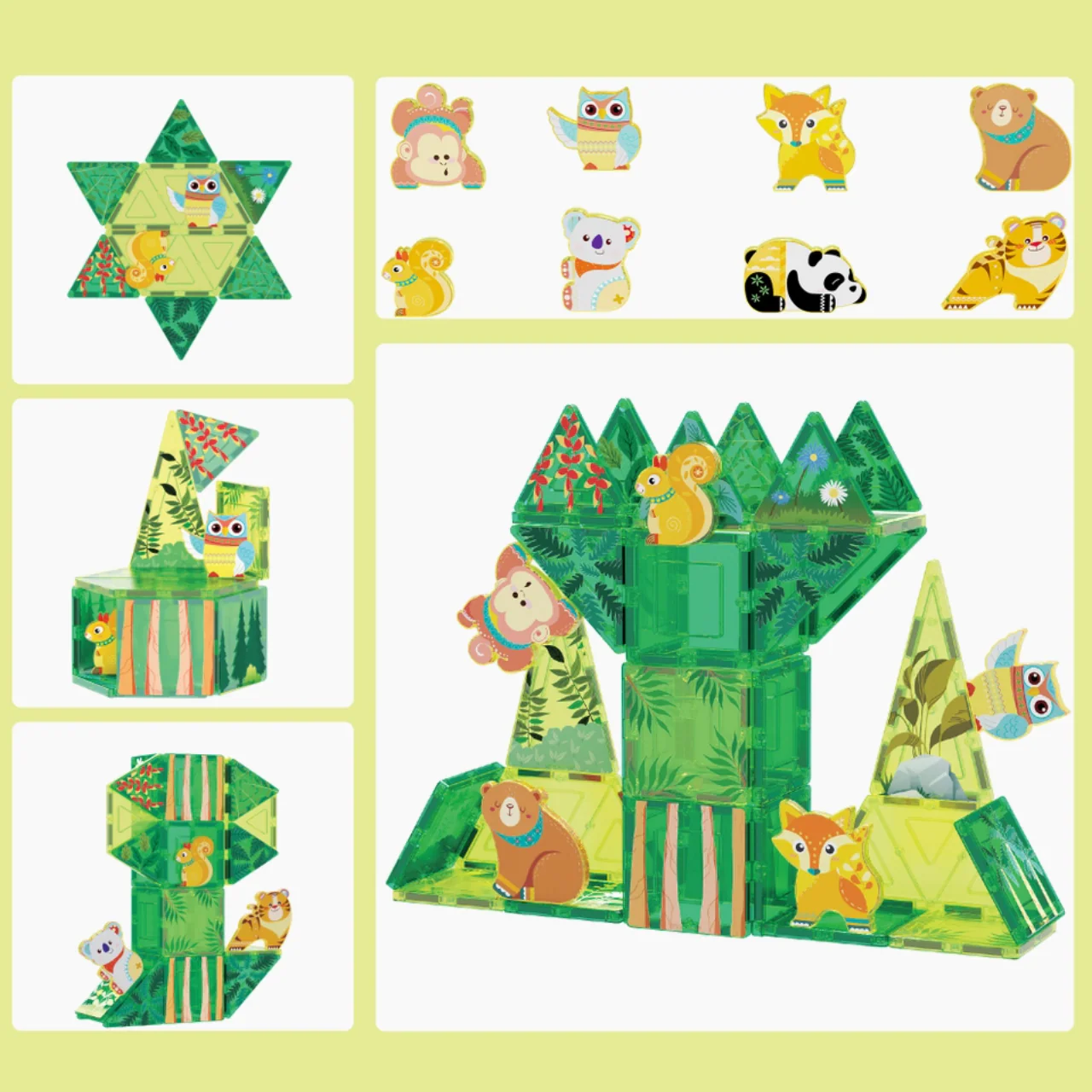 Magnet Tile Building Blocks Forest Animal Theme Toy Set - Image 5
