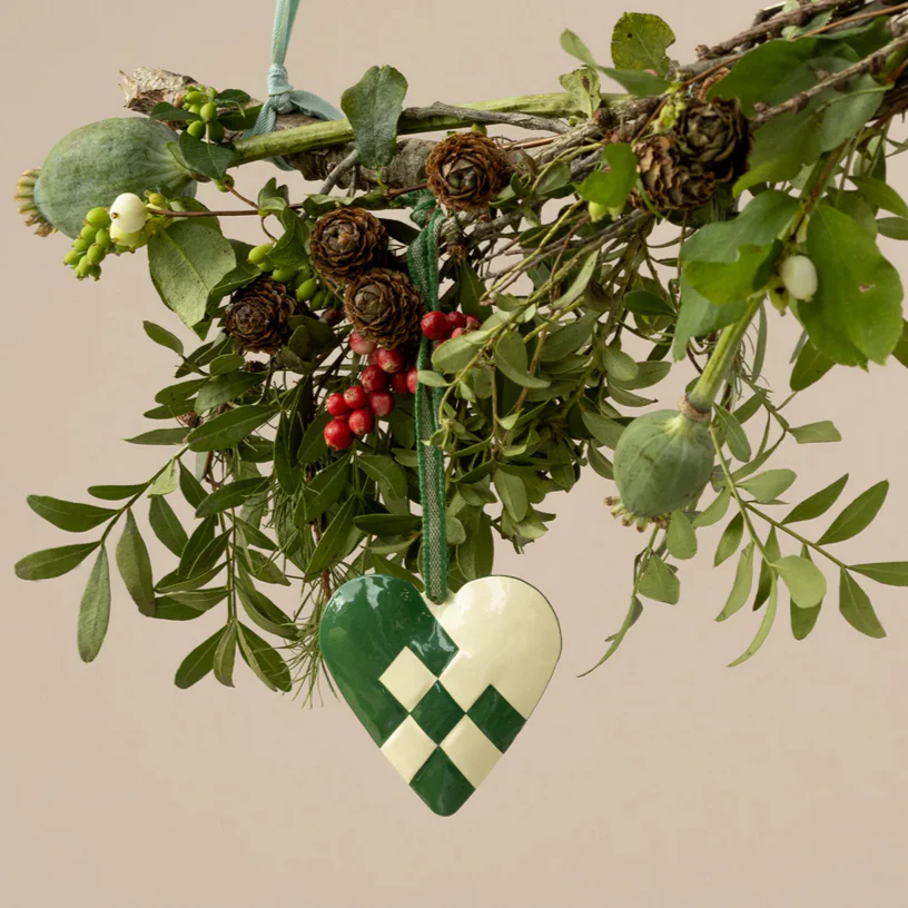 Maileg Metal Ornament Small Heart - dark green - Image 2