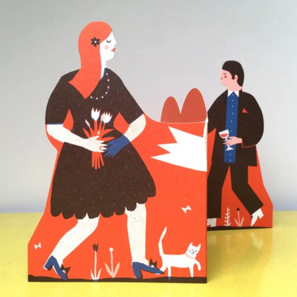 Man and Woman Concertina Heart Card -Louise Lockhart - Image 2