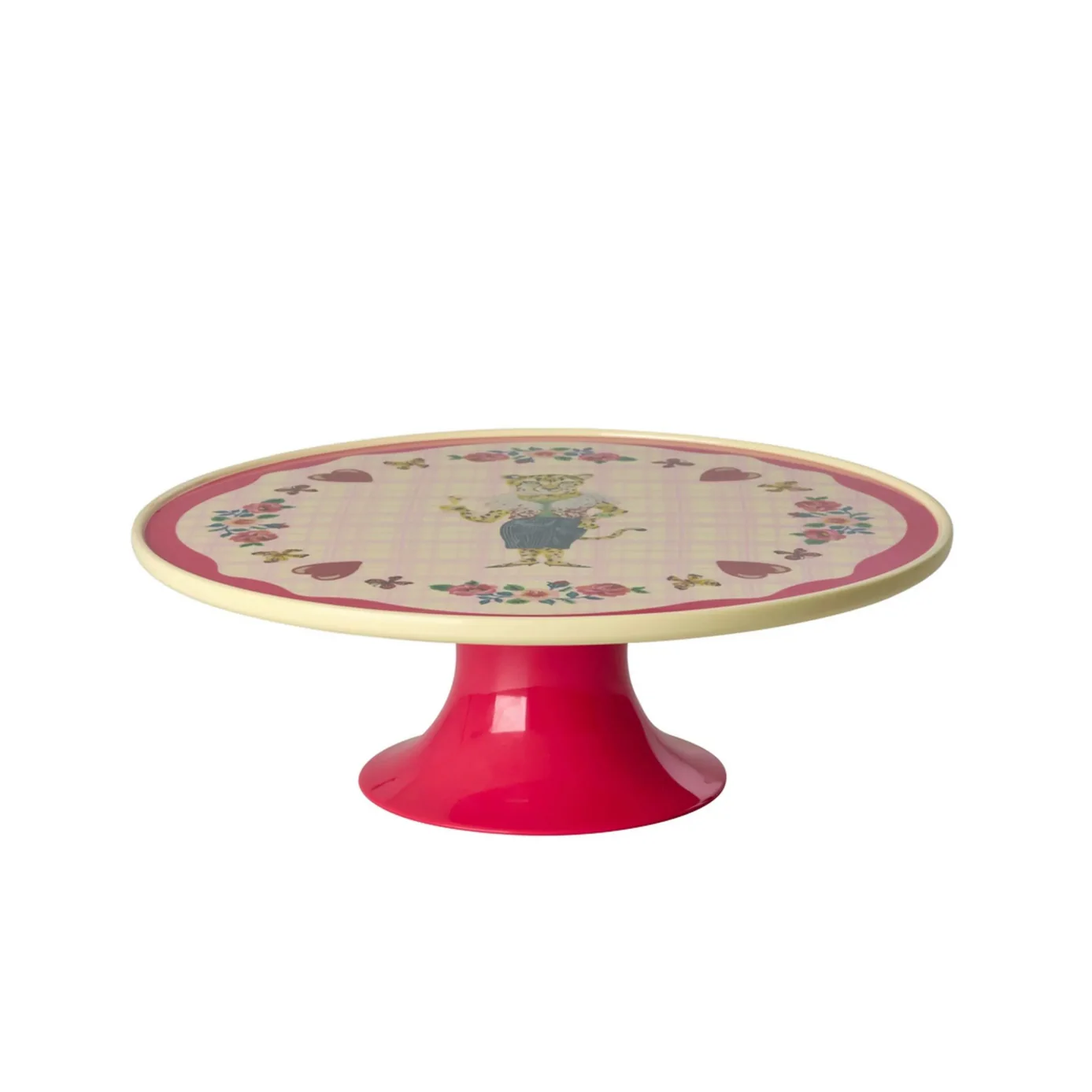 Melamine Cake Stand with Nathalie Lété Print - Low - Red Kiss Color