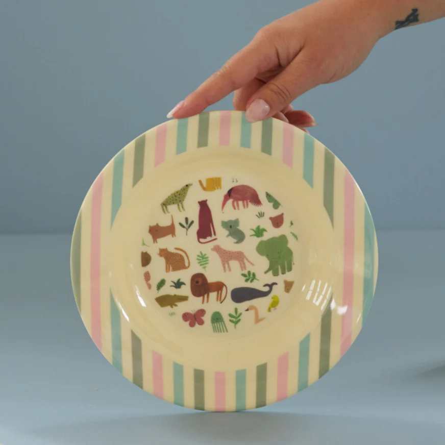 Melamine Kids Plate - Multicolor - Sweet Jungle Print - Image 2