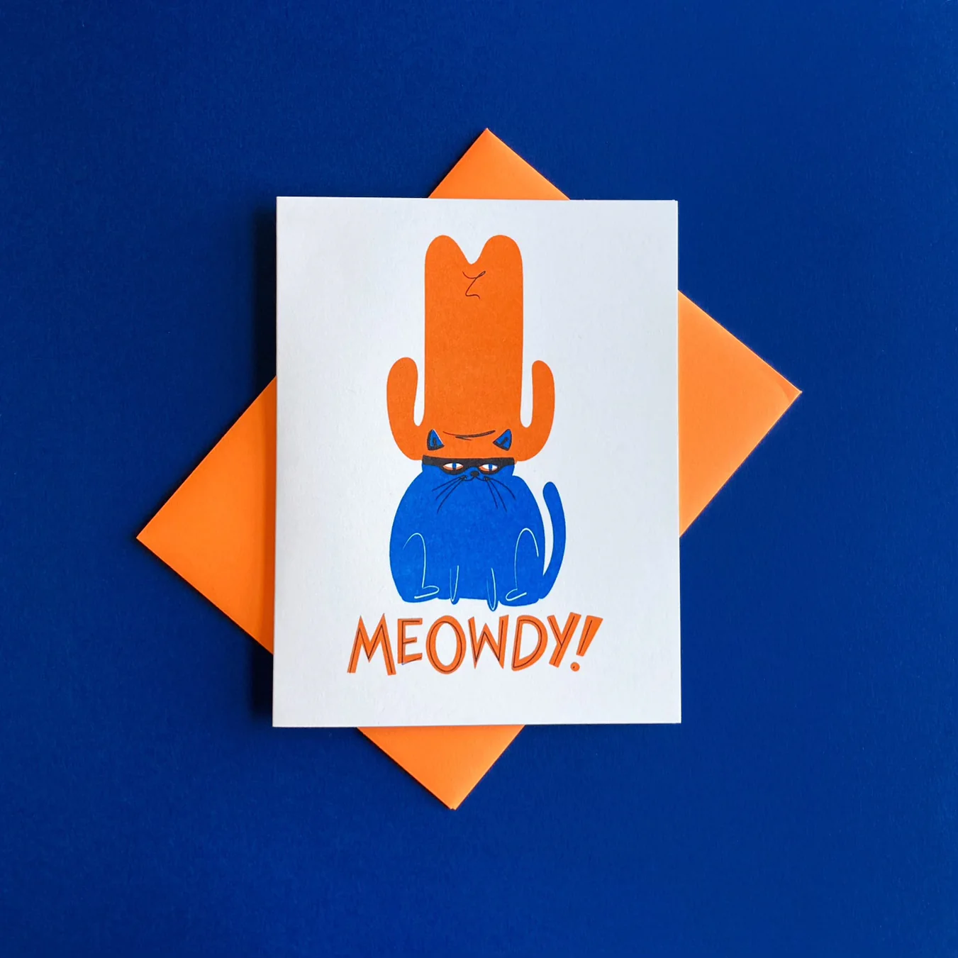 Meowdy Cat - Risograph Card