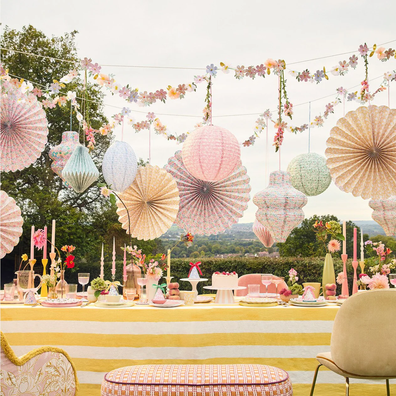 Meri Meri x Liberty Pastel Floral Lanterns (x3) - Image 2