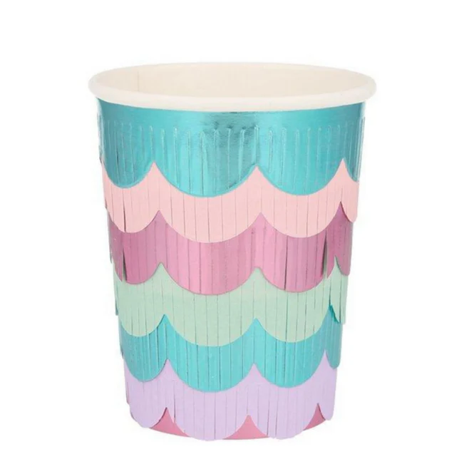 Mermaid Scalloped Fringe Cups (8pk)